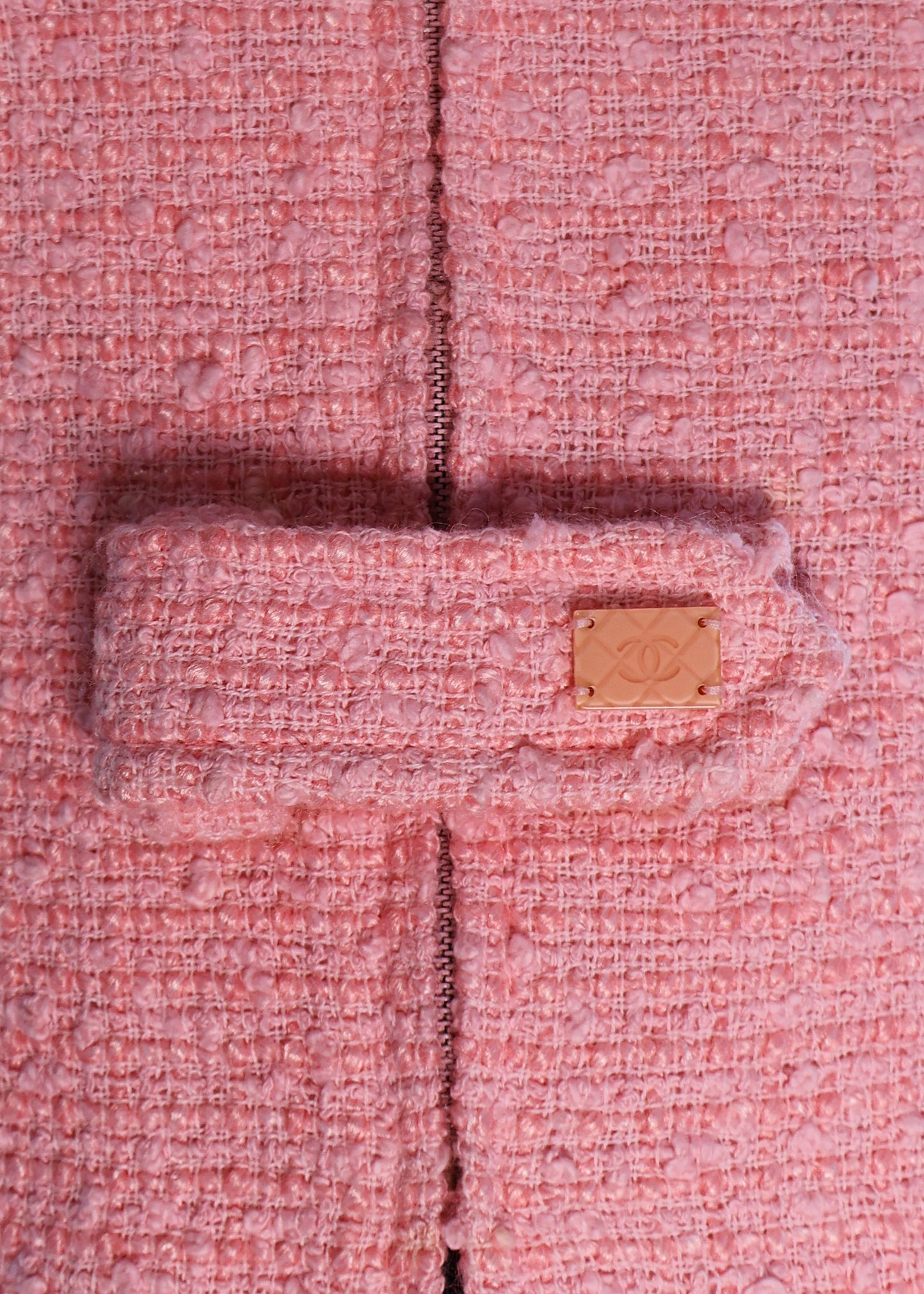 Chanel Cruise 2003 Runway Pink Tweed "Coco" Puffy Heart Jacket