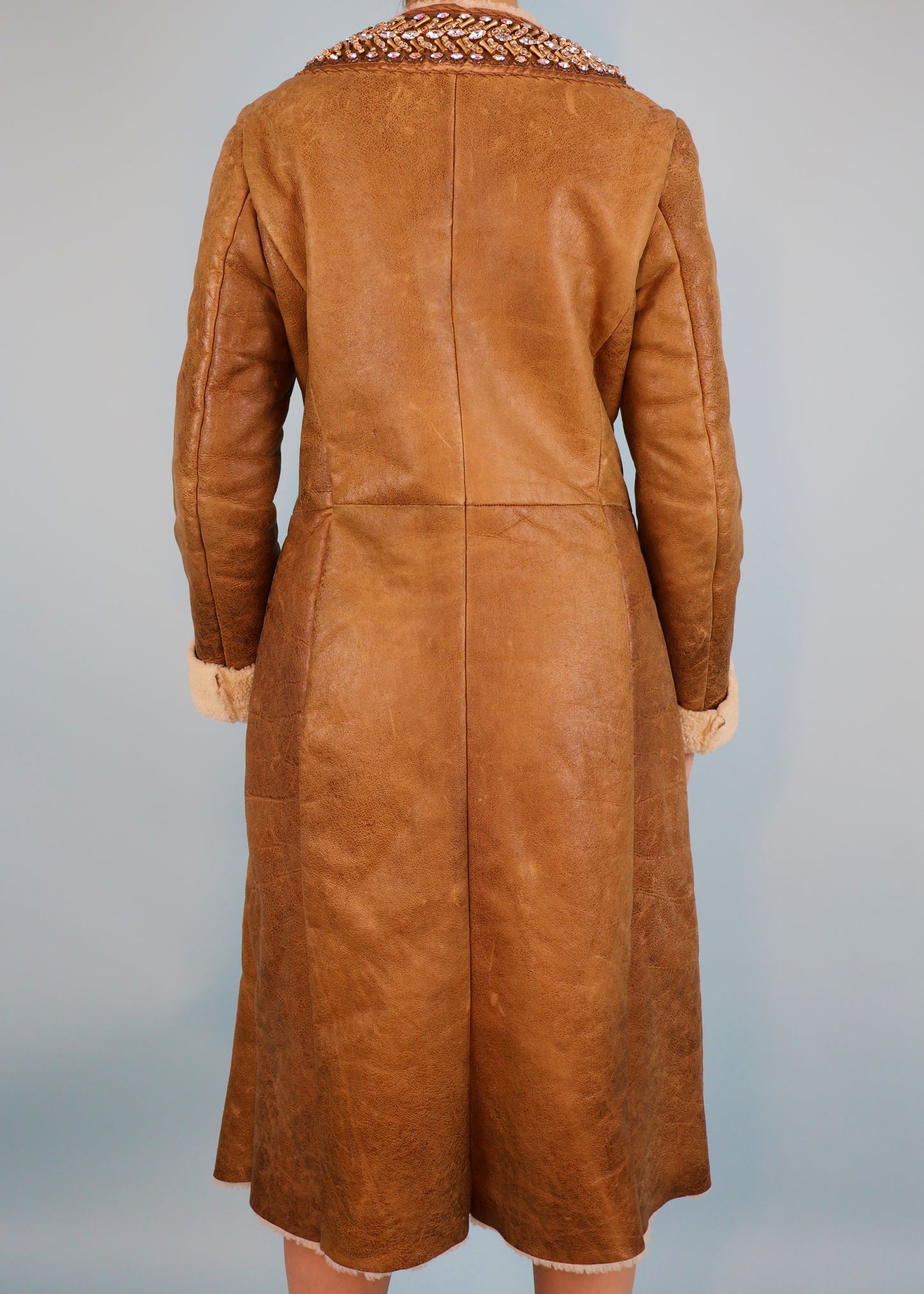 Prada Fall 2004 Runway Shearling & Mink Trim Crystal Embellished Coat