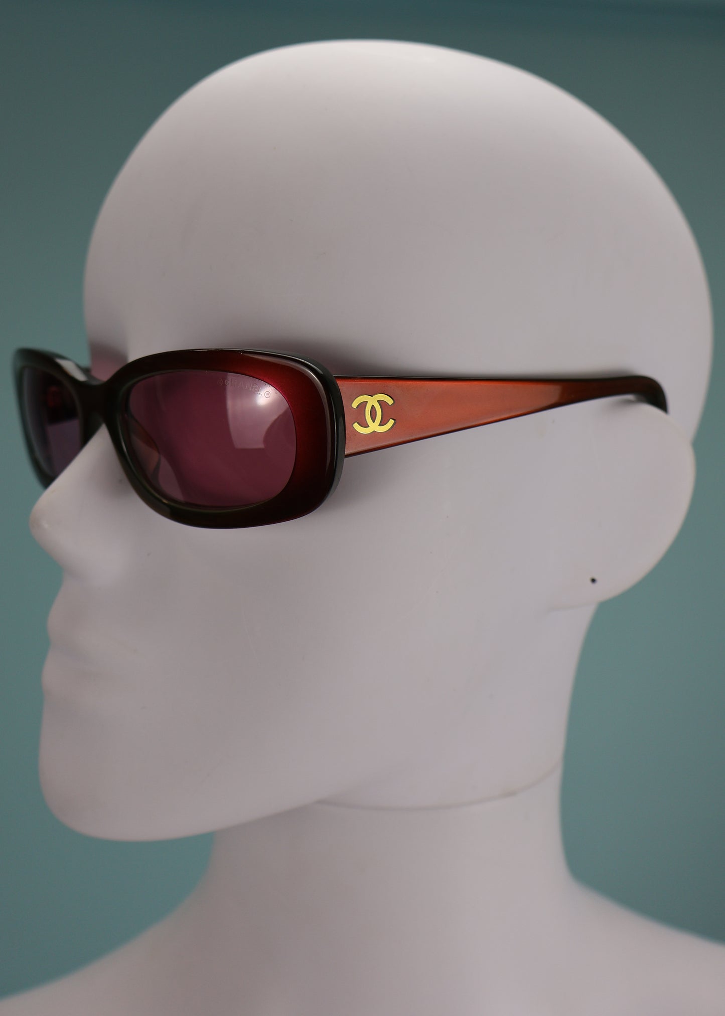 Chanel Burgundy & Green Iridescent Sunglasses