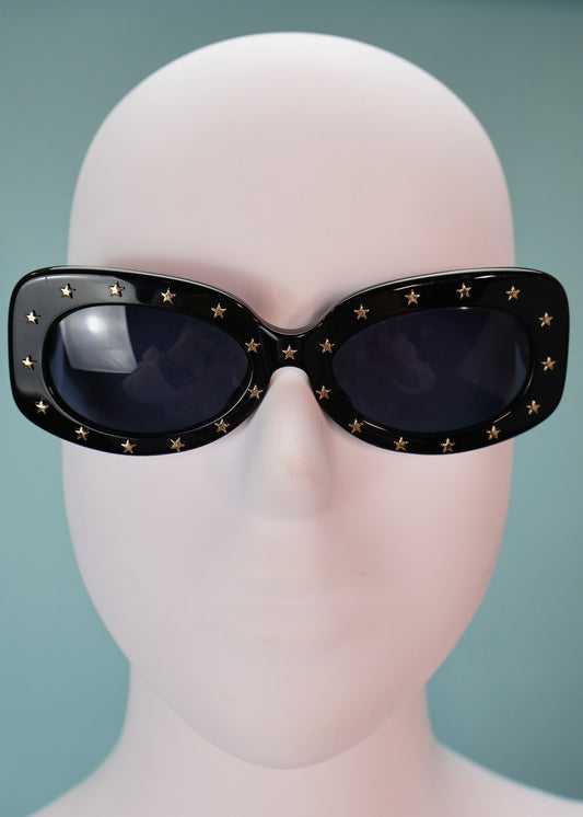 Chanel 1996 Star Studded Black Sunglasses