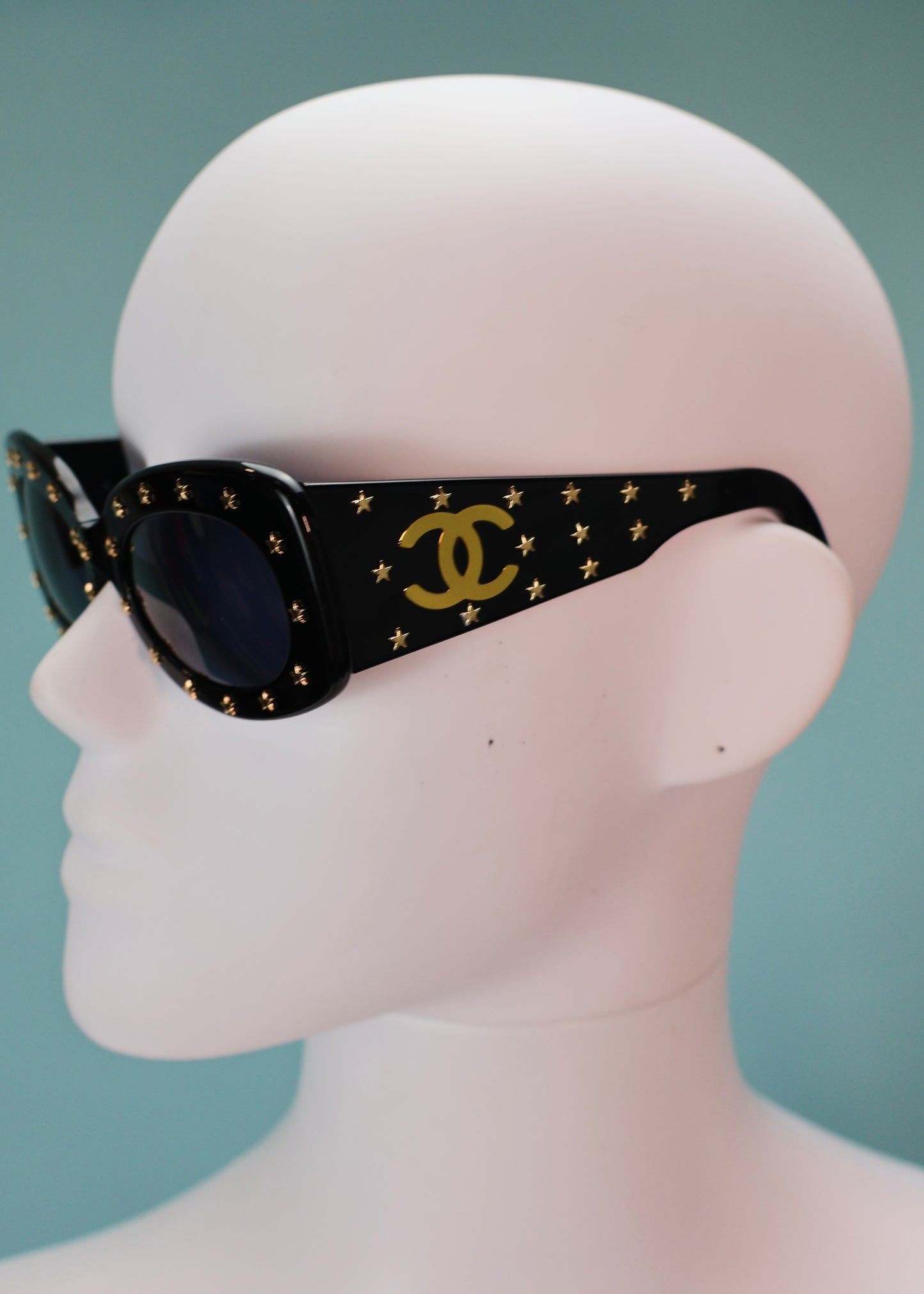 Chanel 1996 Star Studded Black Sunglasses