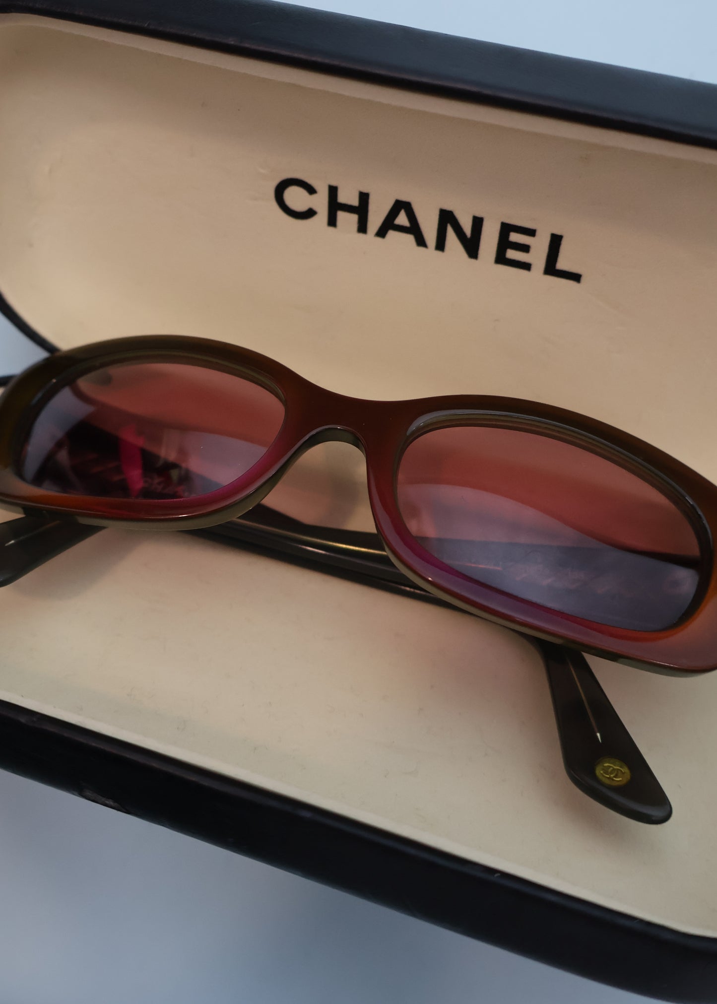 Chanel Burgundy & Green Iridescent Sunglasses