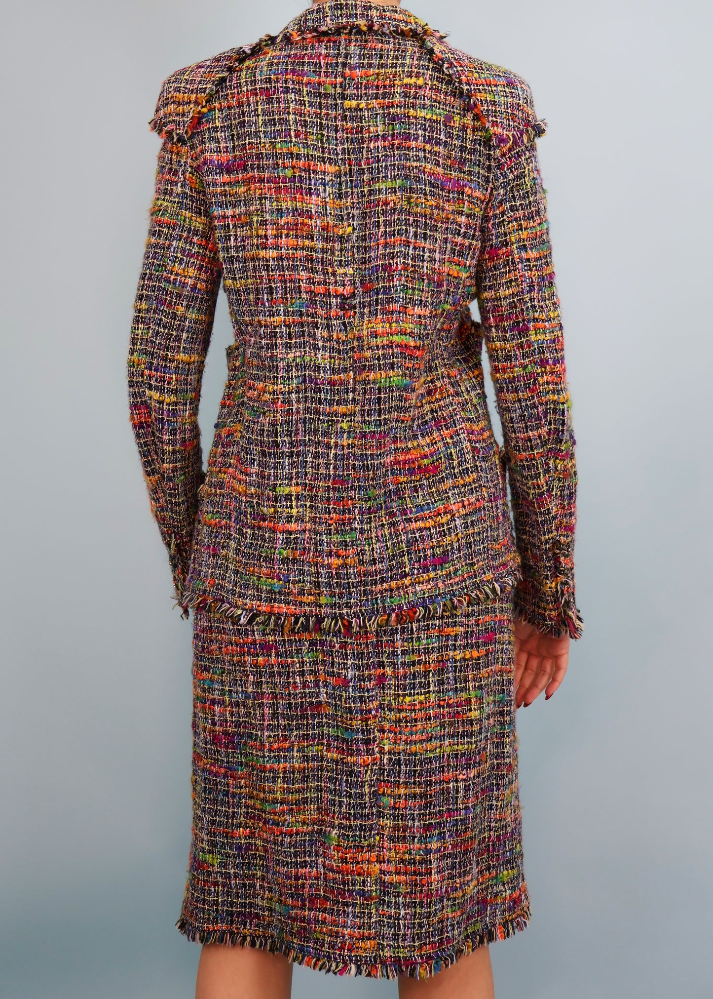 Chanel Spring 1998 Runway Rainbow Tweed Jacket & Skirt Suit Set