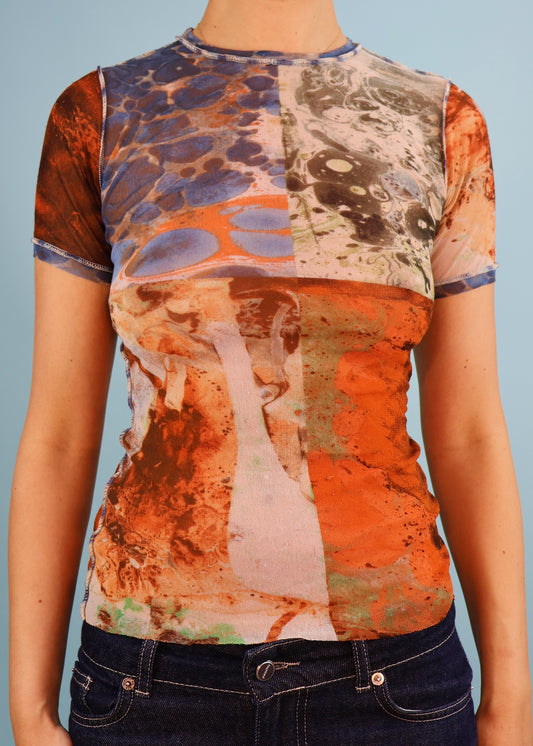 Jean Paul Gaultier Spring 2000 Bacteria Print Mesh Top