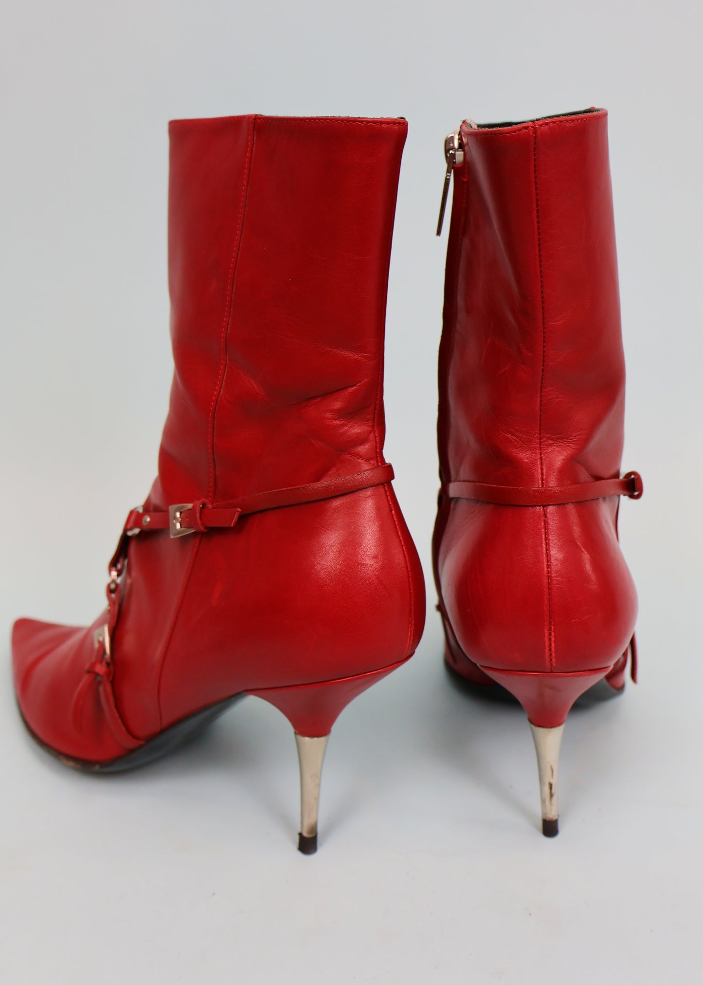 Dior Fall 2003 Red Leather Bondage Harness Heeled Boots
