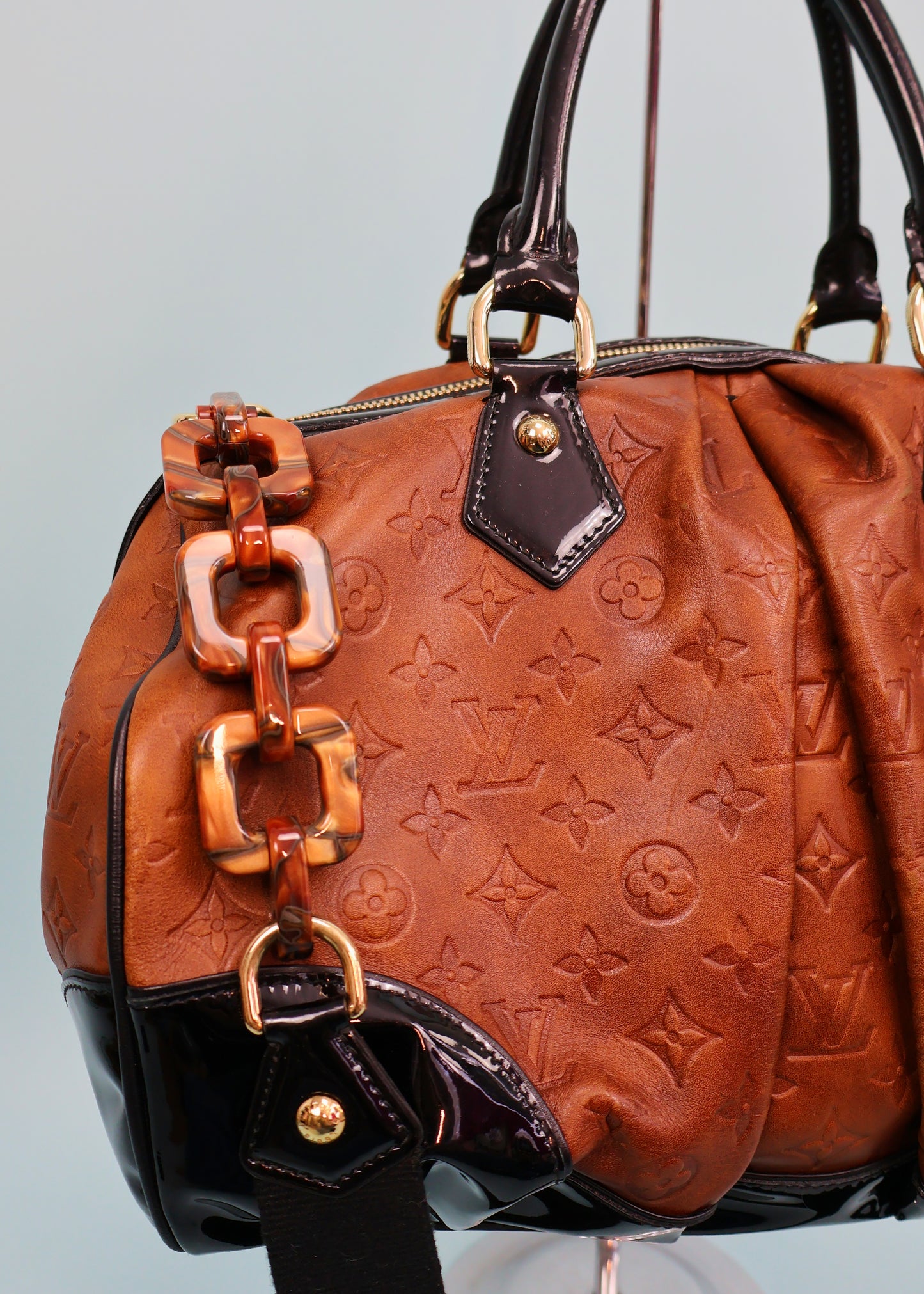Louis Vuitton Fall 2006 Embossed Brown Leather Monogram Stephen Boston Bag