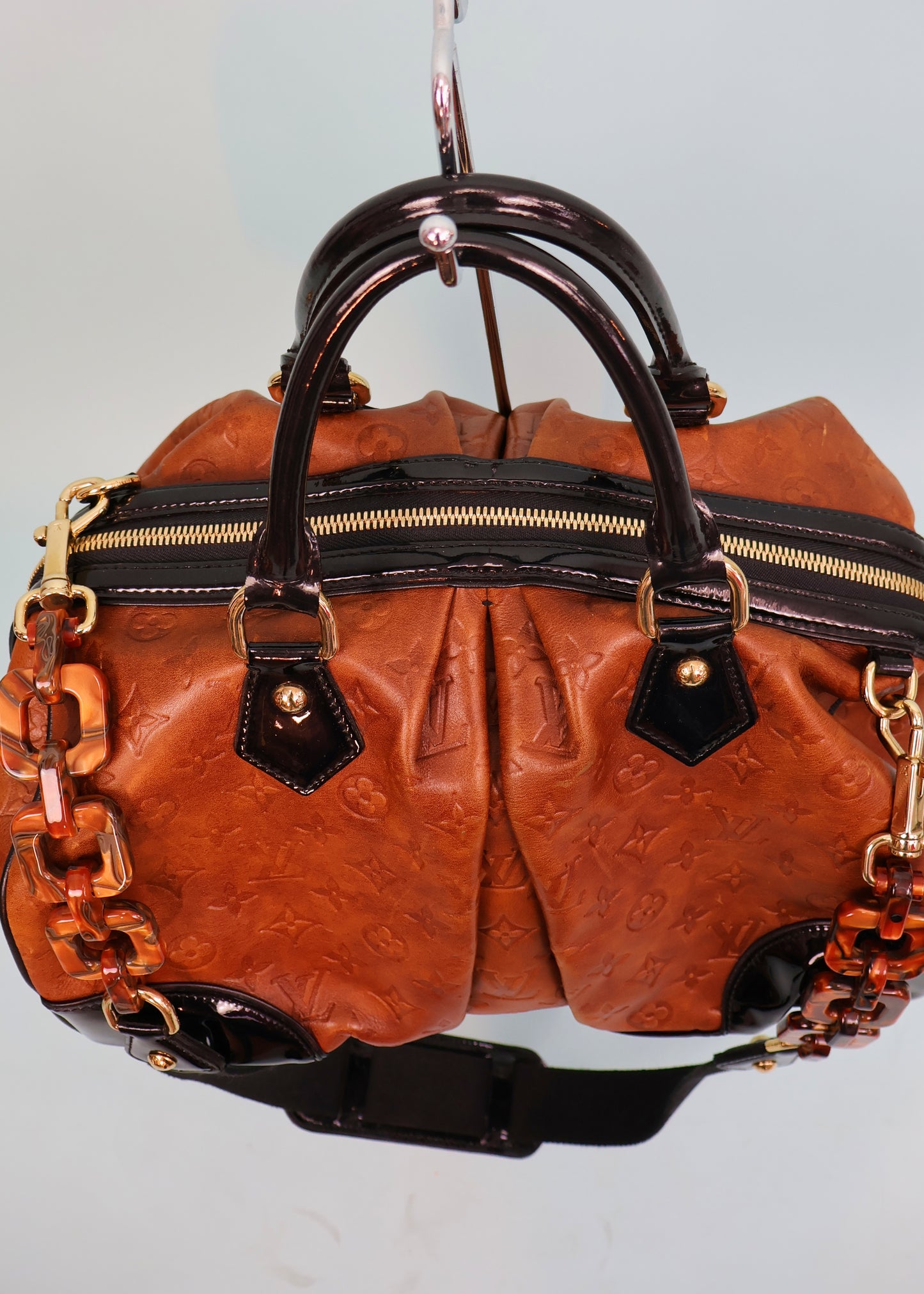 Louis Vuitton Fall 2006 Embossed Brown Leather Monogram Stephen Boston Bag