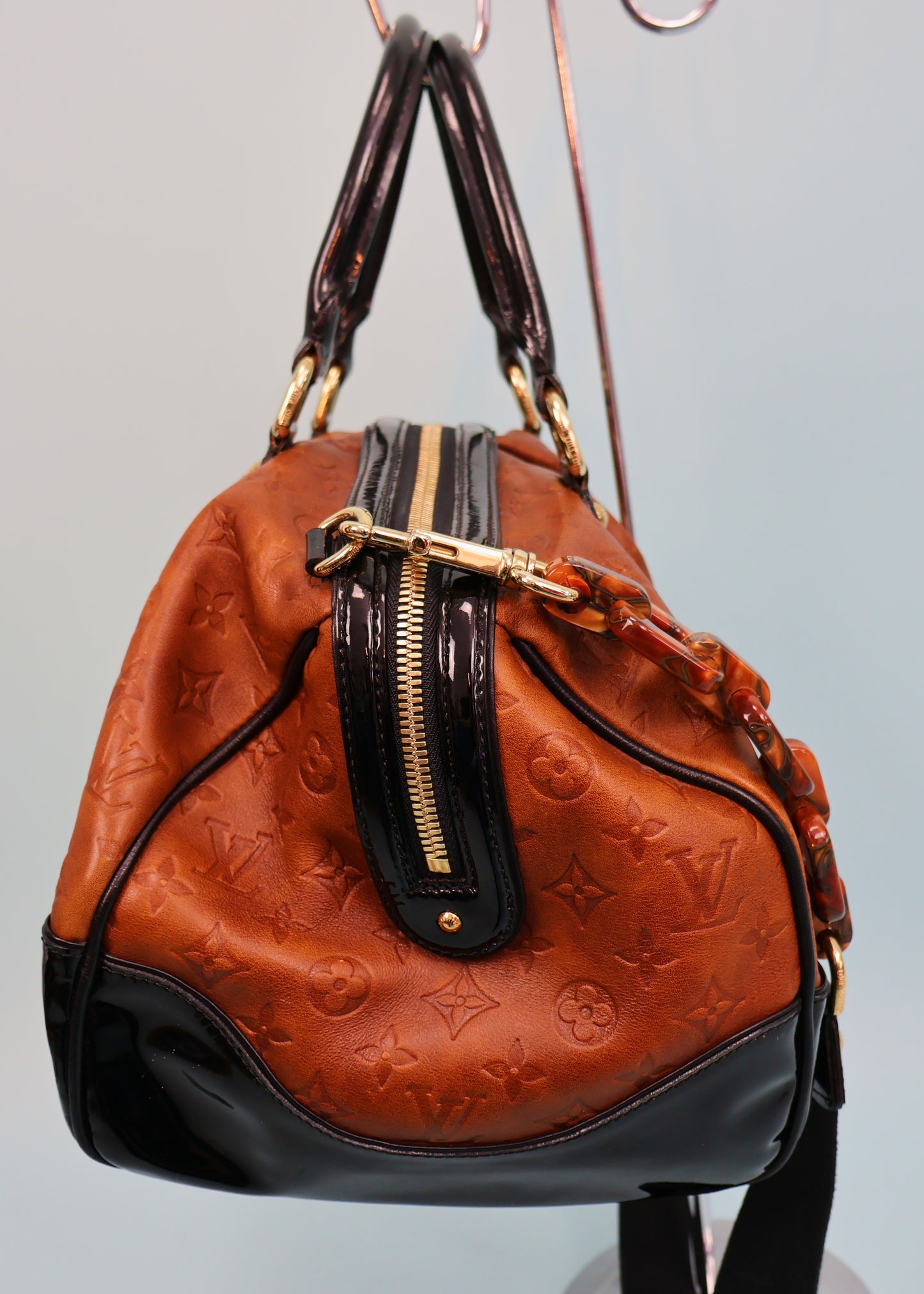 Louis Vuitton Fall 2006 Embossed Brown Leather Monogram Stephen Boston Bag