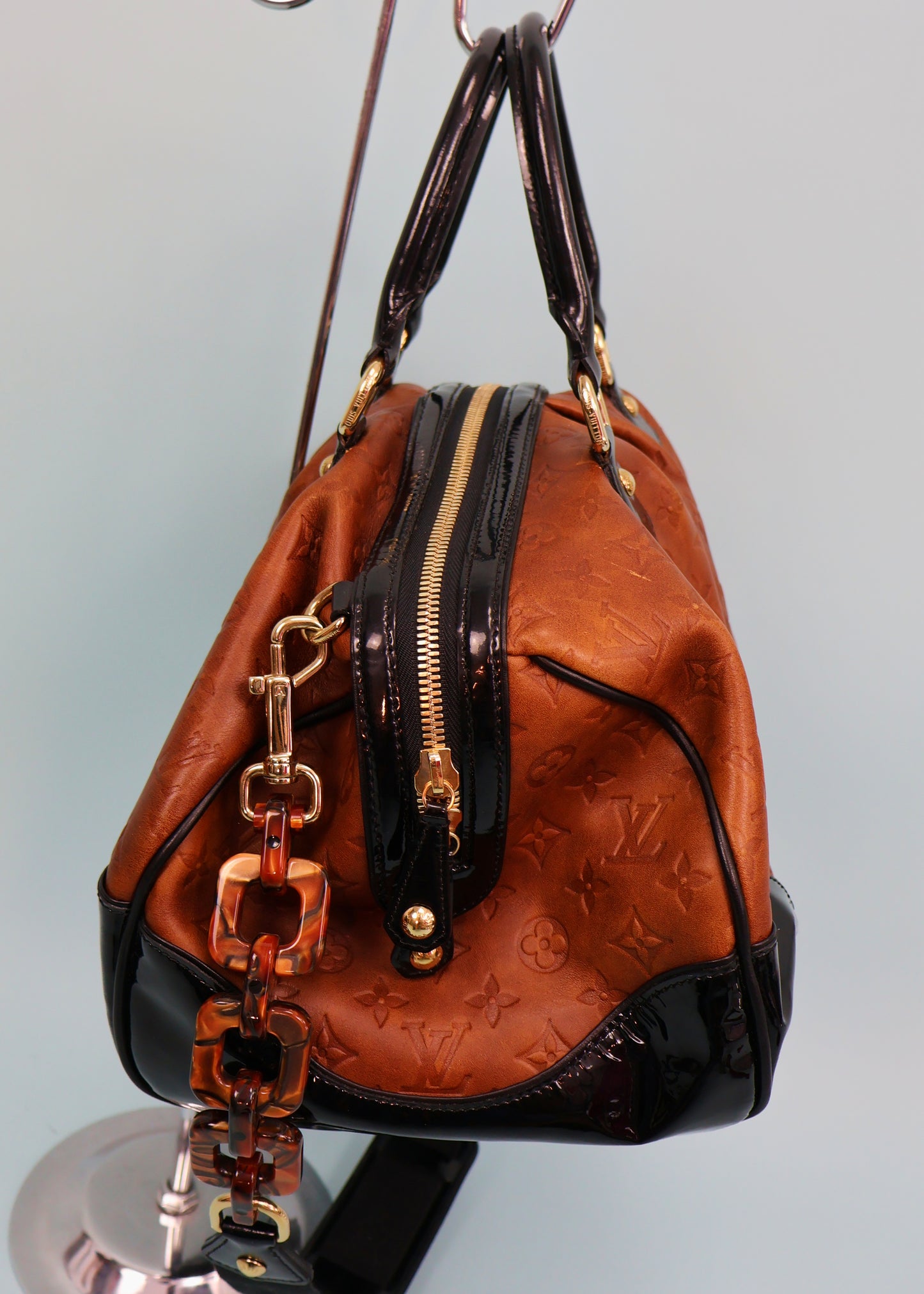 Louis Vuitton Fall 2006 Embossed Brown Leather Monogram Stephen Boston Bag