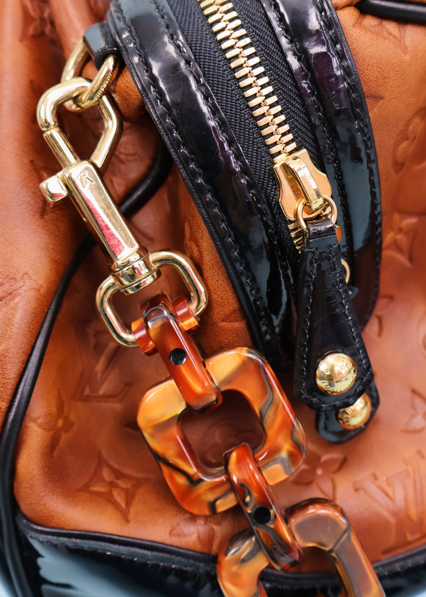 Louis Vuitton Fall 2006 Embossed Brown Leather Monogram Stephen Boston Bag