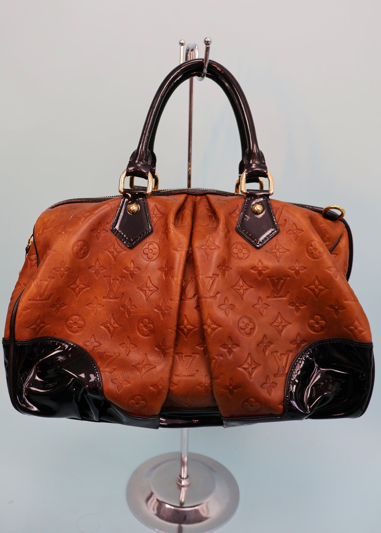 Louis Vuitton Fall 2006 Embossed Brown Leather Monogram Stephen Boston Bag