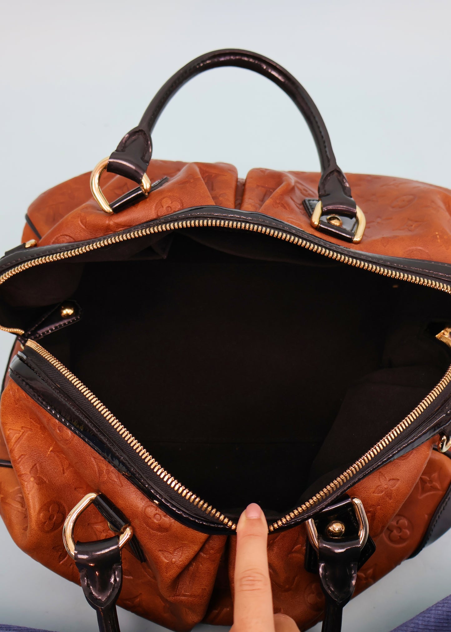 Louis Vuitton Fall 2006 Embossed Brown Leather Monogram Stephen Boston Bag