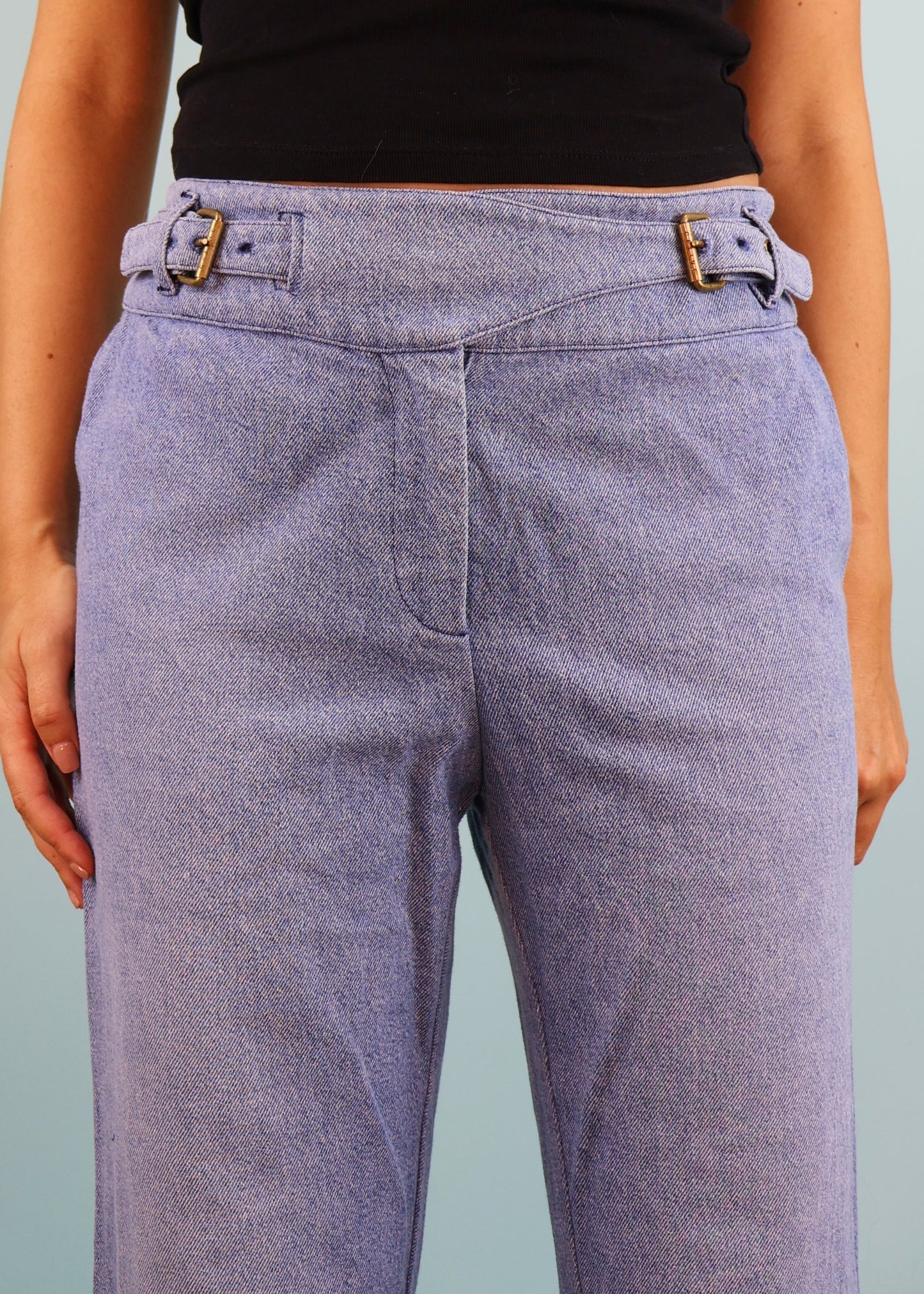Celine Spring 2001 Runway Buckle Detail Jeans
