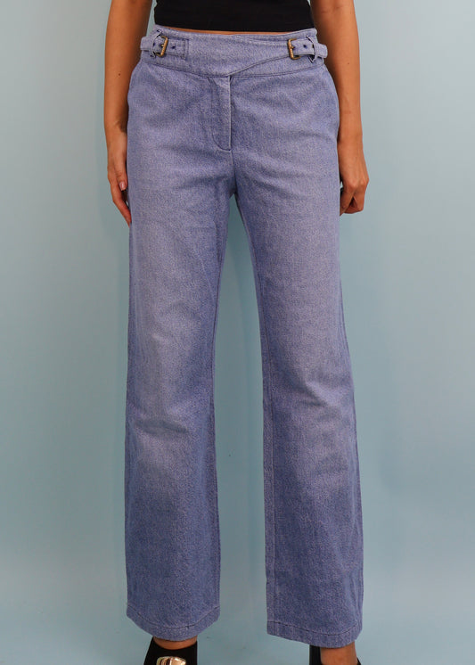 Celine Spring 2001 Runway Buckle Detail Jeans