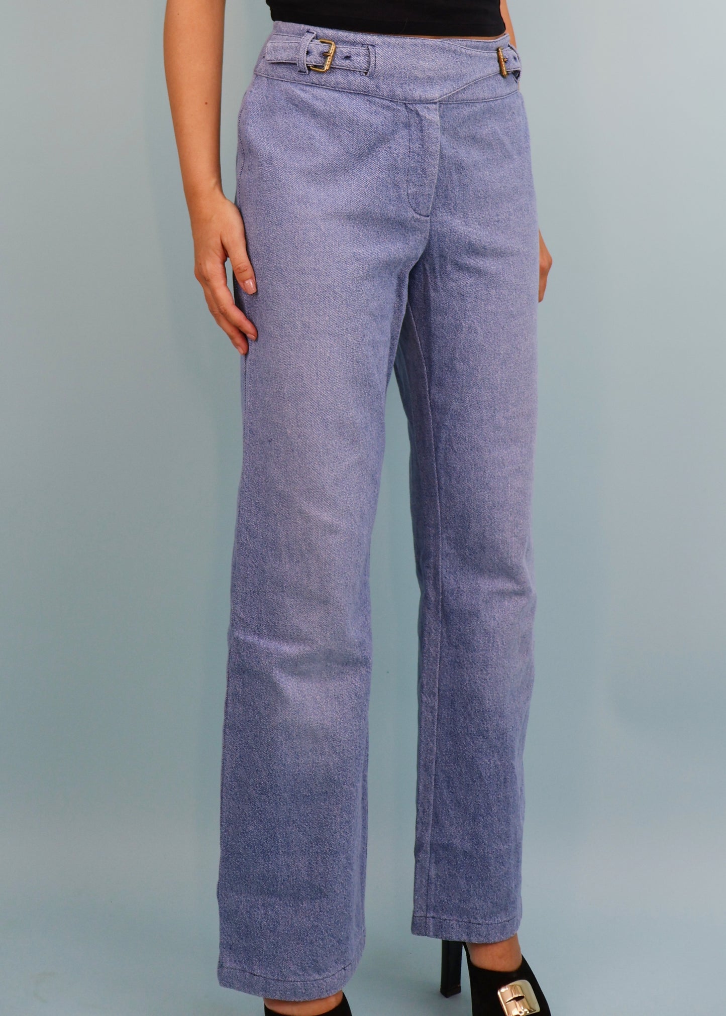 Celine Spring 2001 Runway Buckle Detail Jeans