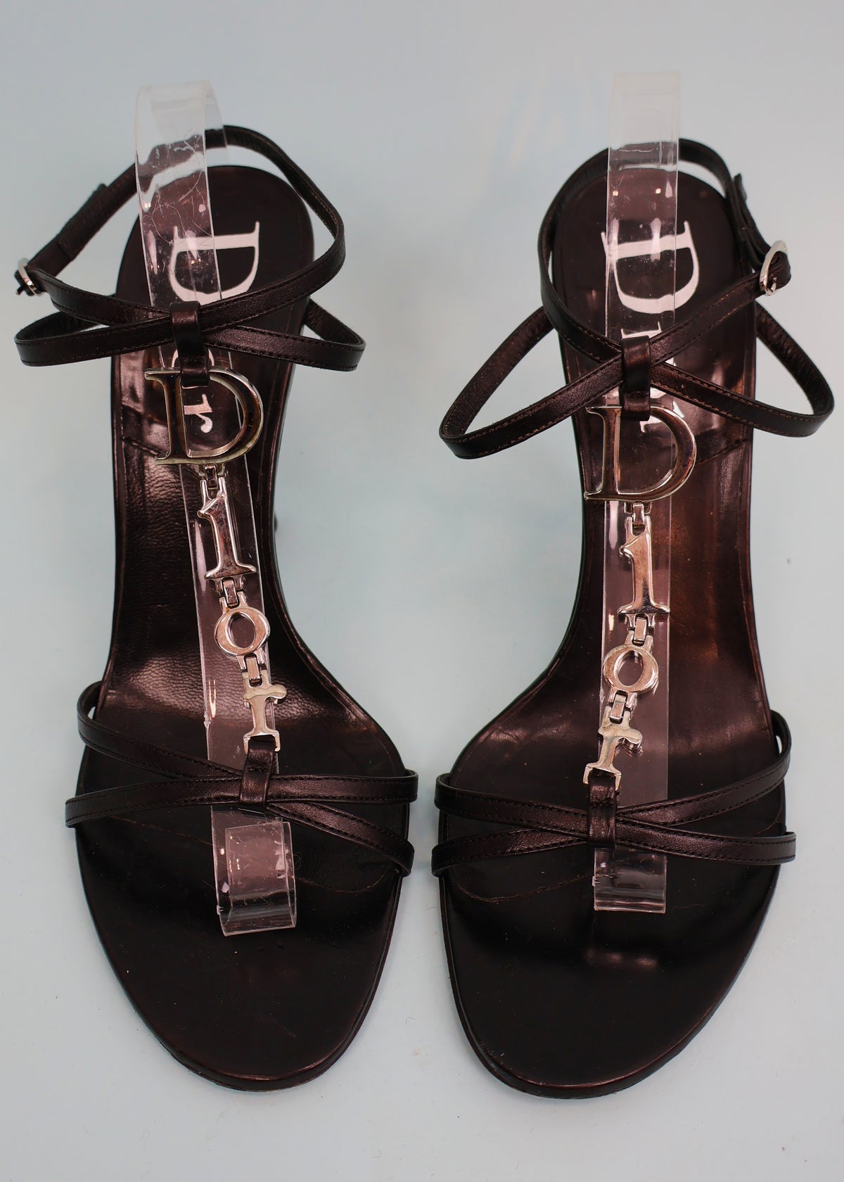 Dior Spell Out Logo Black Leather Heels