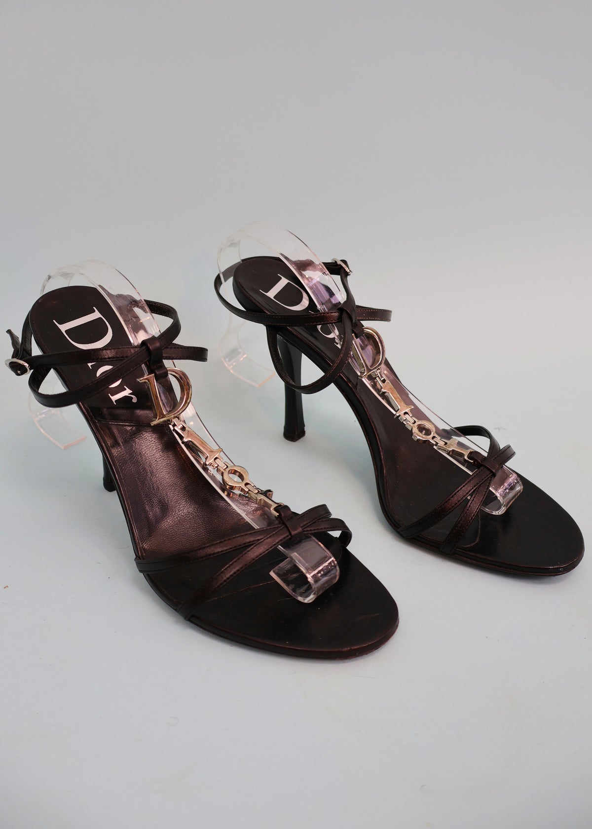Dior Spell Out Logo Black Leather Heels