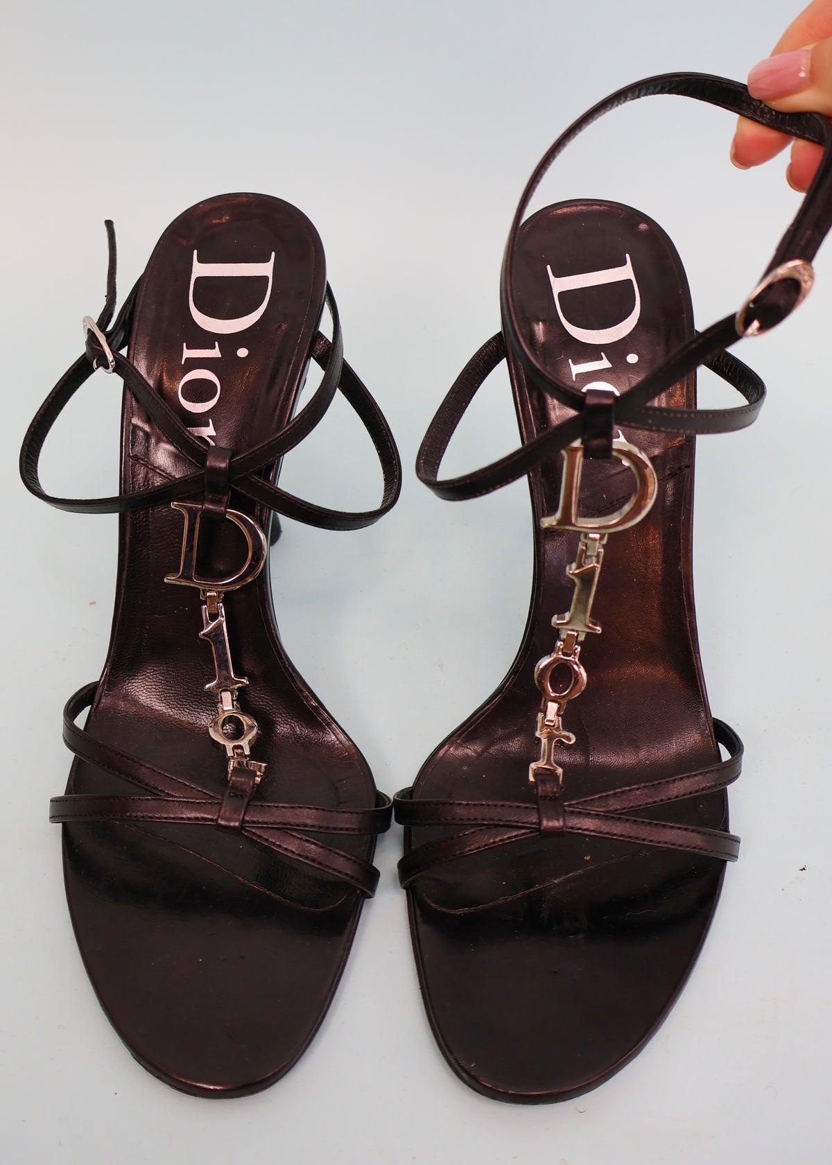 Dior Spell Out Logo Black Leather Heels
