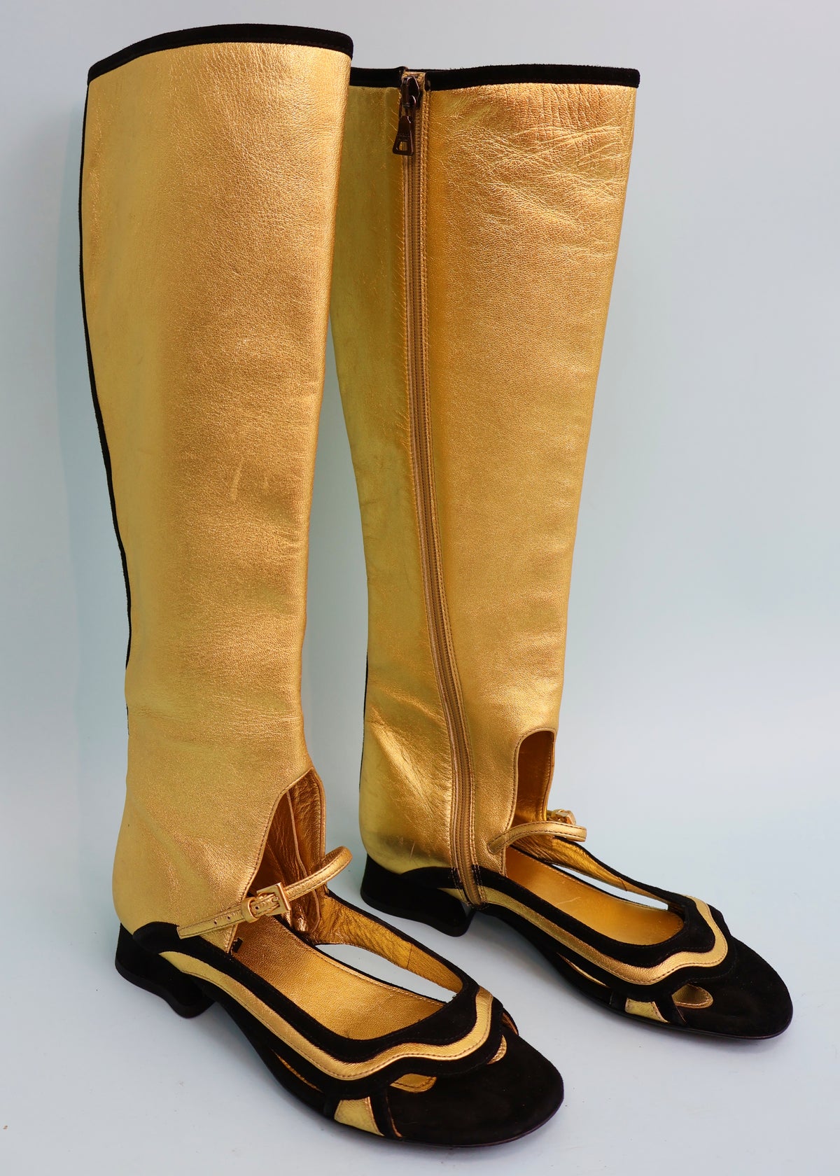 Prada Spring 2008 Runway Gold Leather Long Boot Sandals