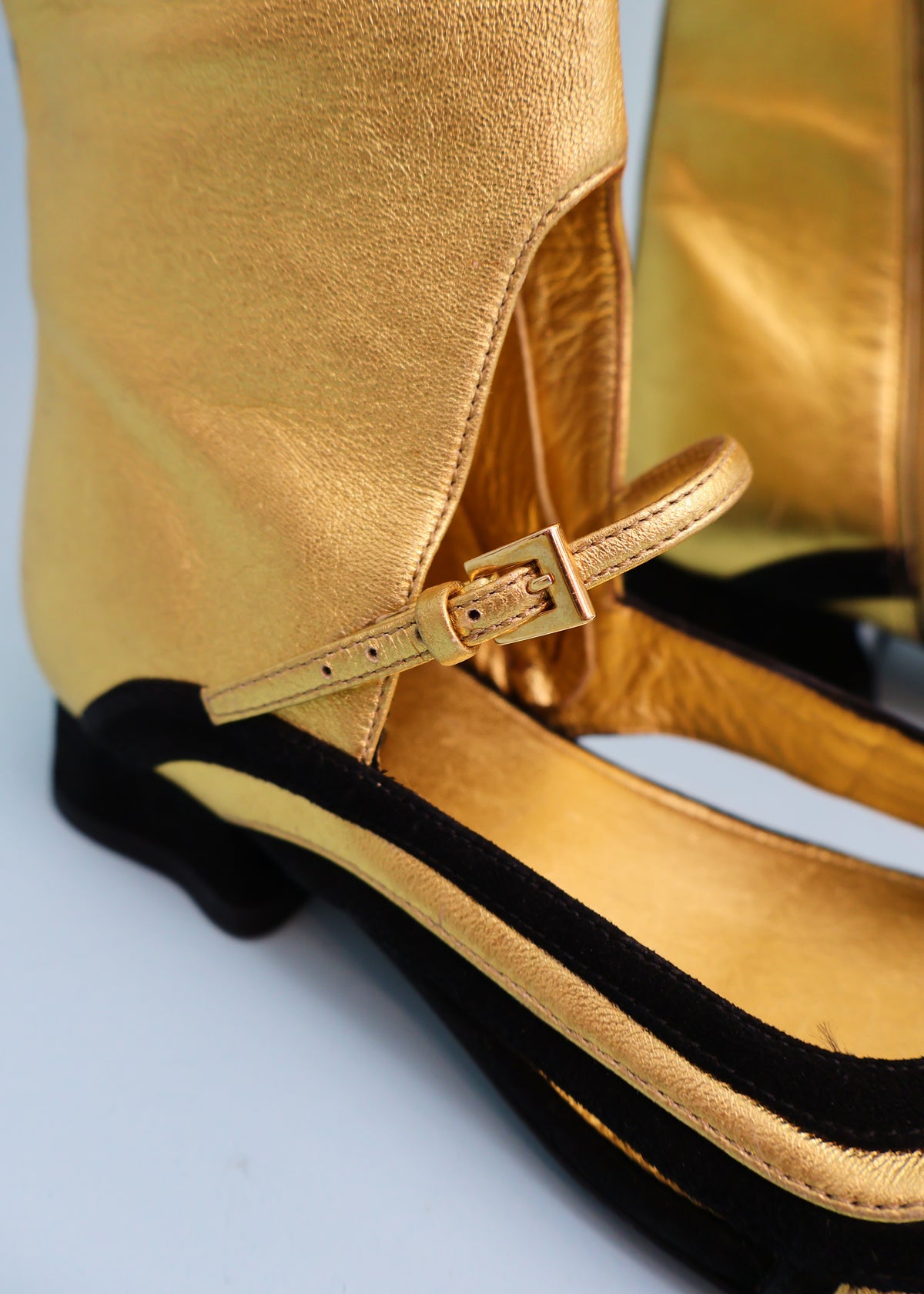 Prada Spring 2008 Runway Gold Leather Long Boot Sandals