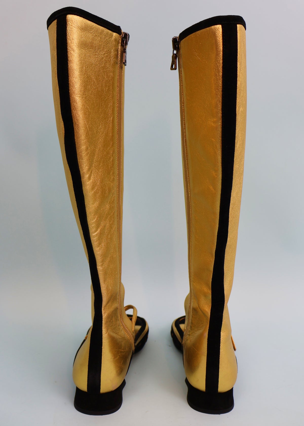 Prada Spring 2008 Runway Gold Leather Long Boot Sandals