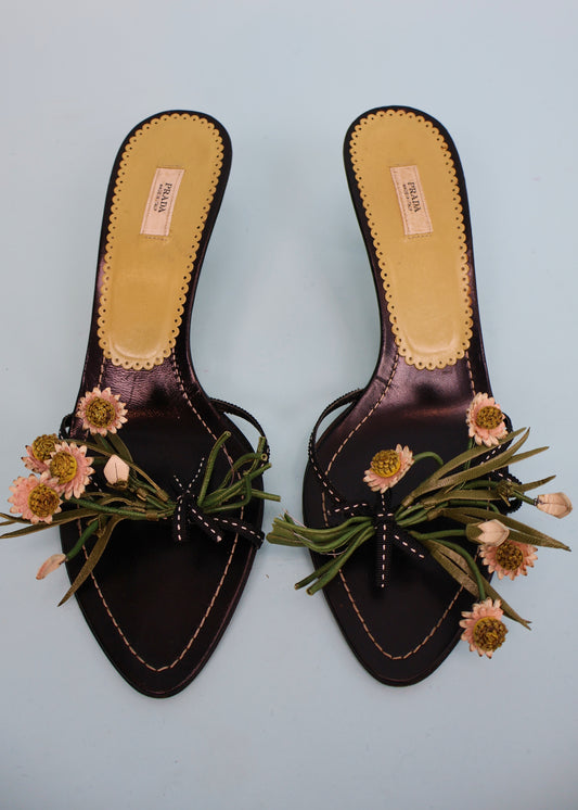 Prada Spring 2002 Floral Bouquet Kitten Heels