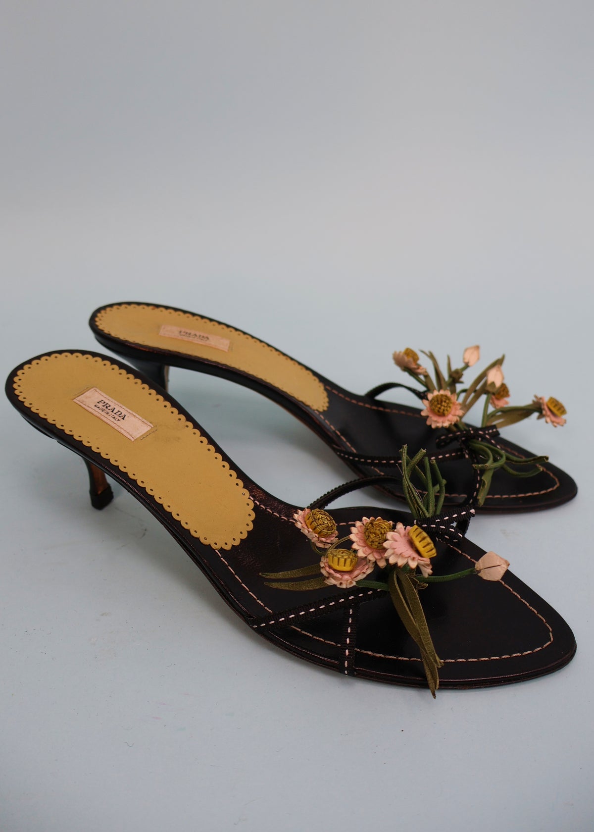 Prada Spring 2002 Floral Bouquet Kitten Heels