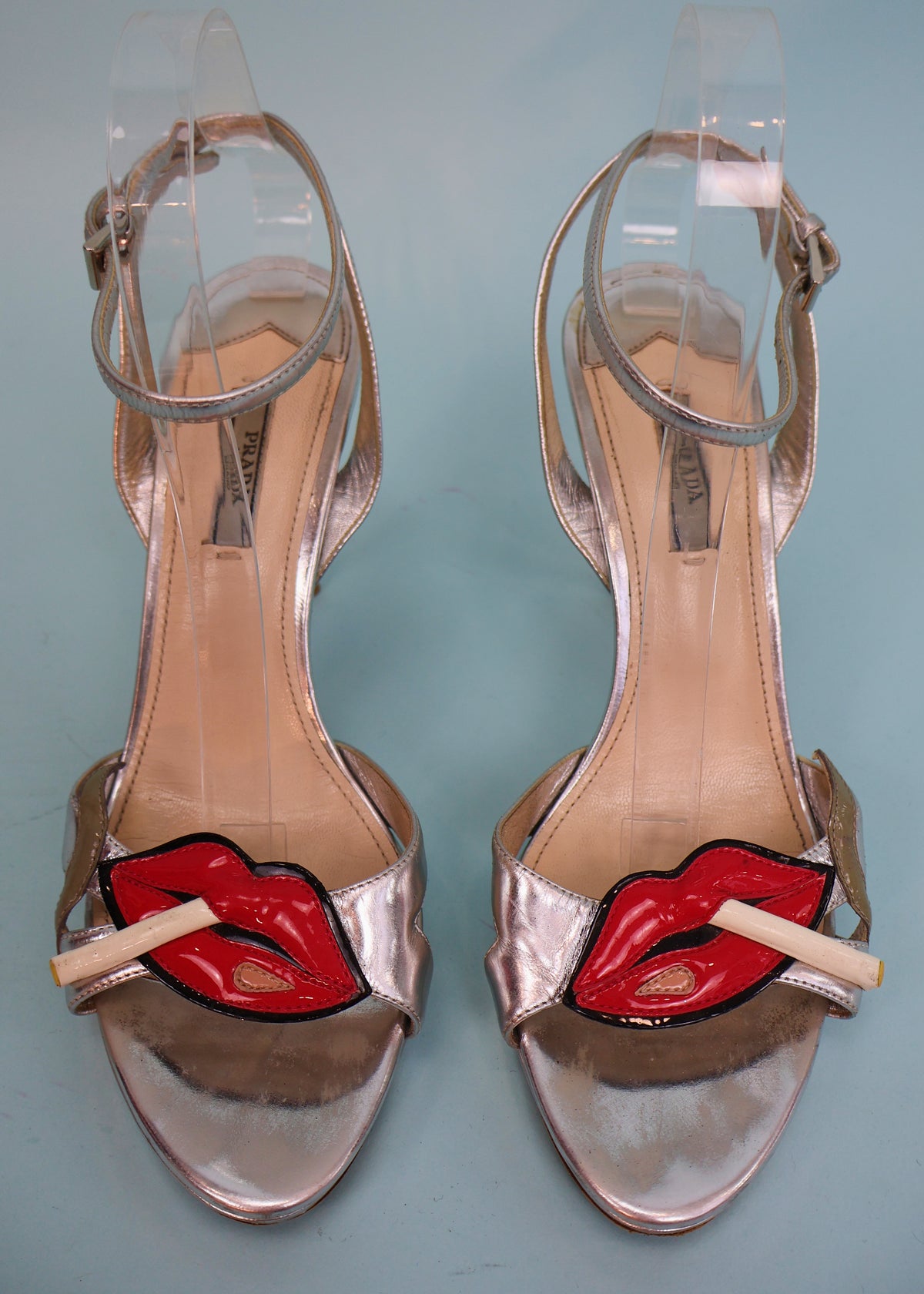 Prada Spring 2012 Smoking Lips Silver Heels