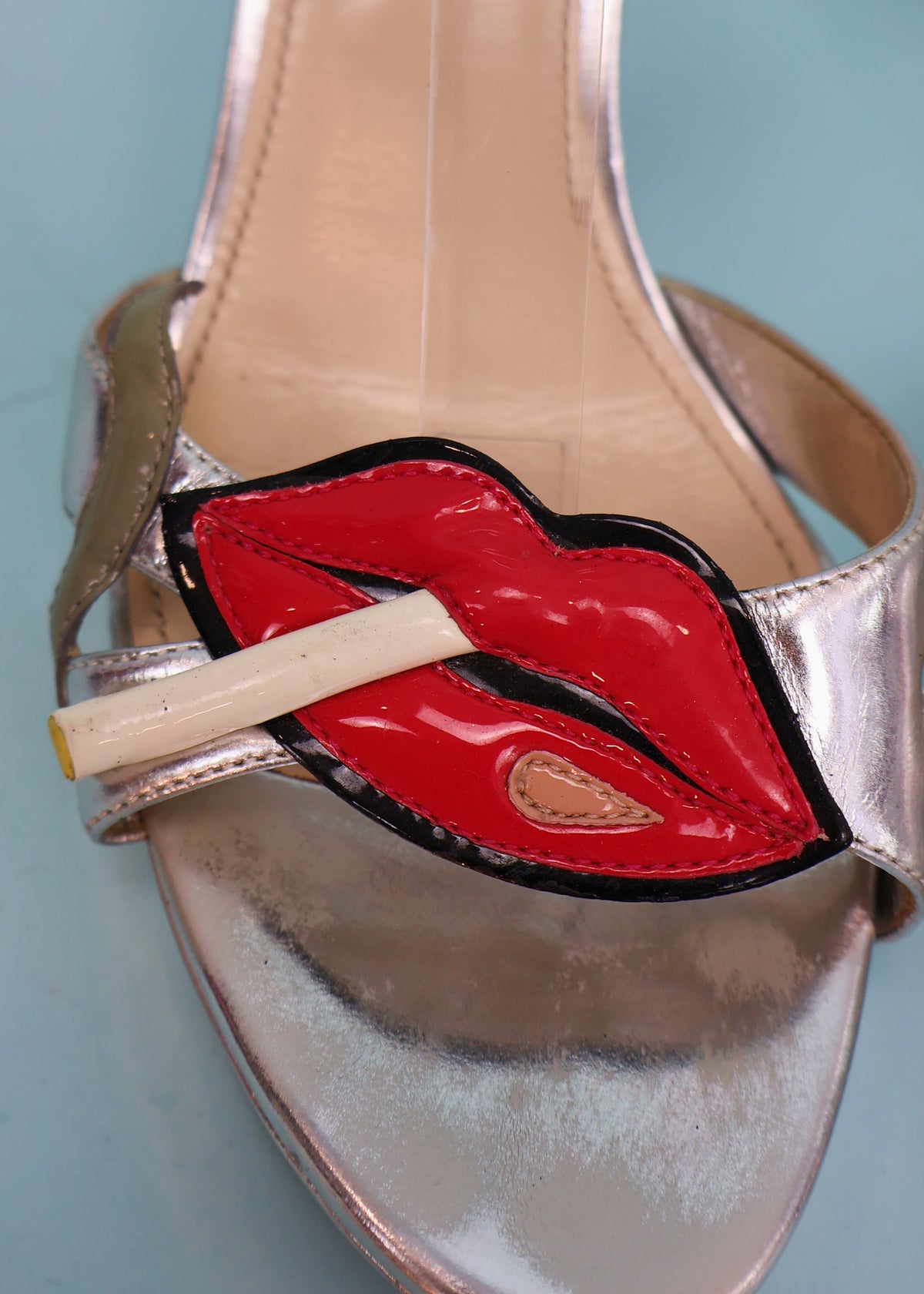 Prada Spring 2012 Smoking Lips Silver Heels