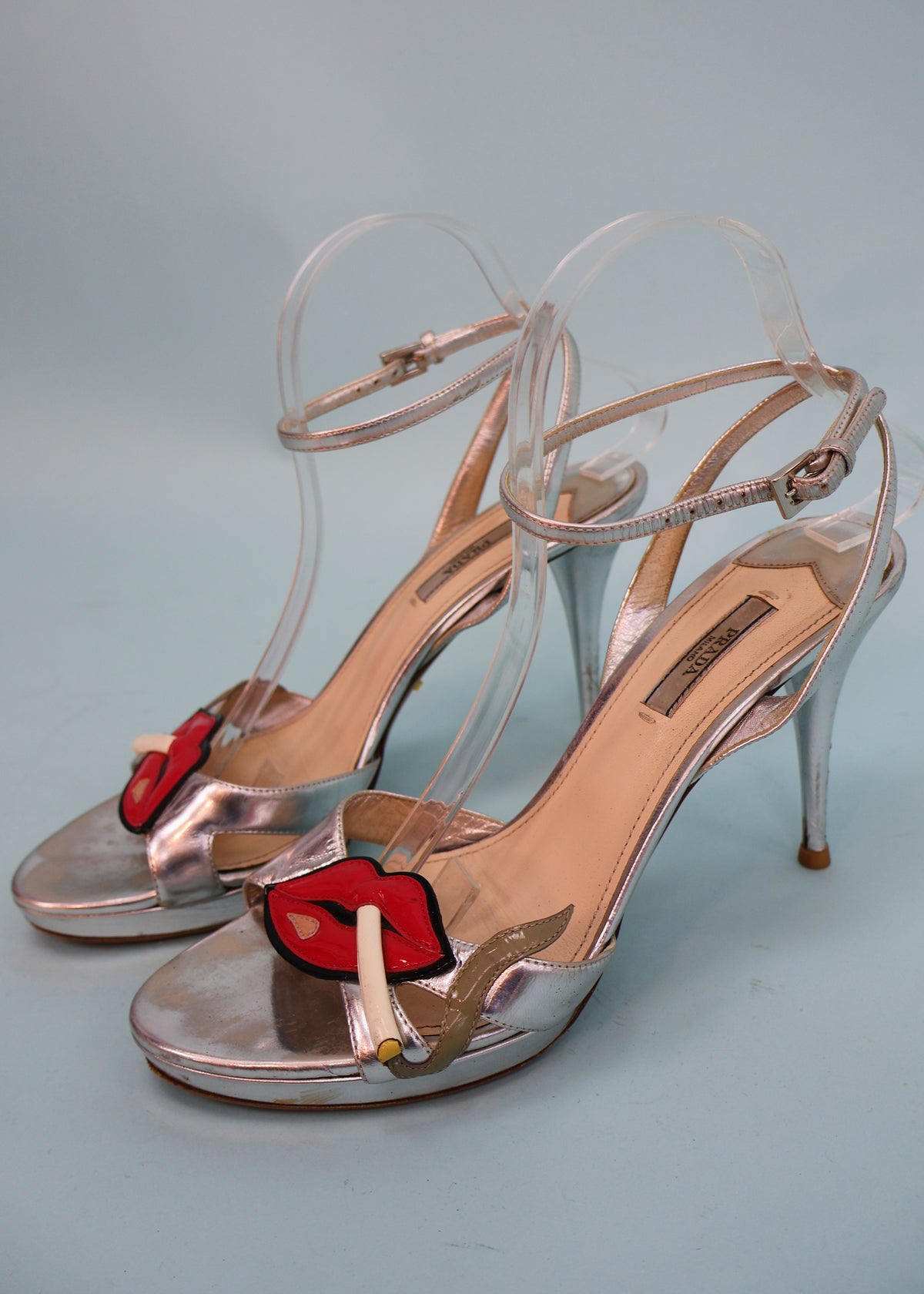 Prada Spring 2012 Smoking Lips Silver Heels