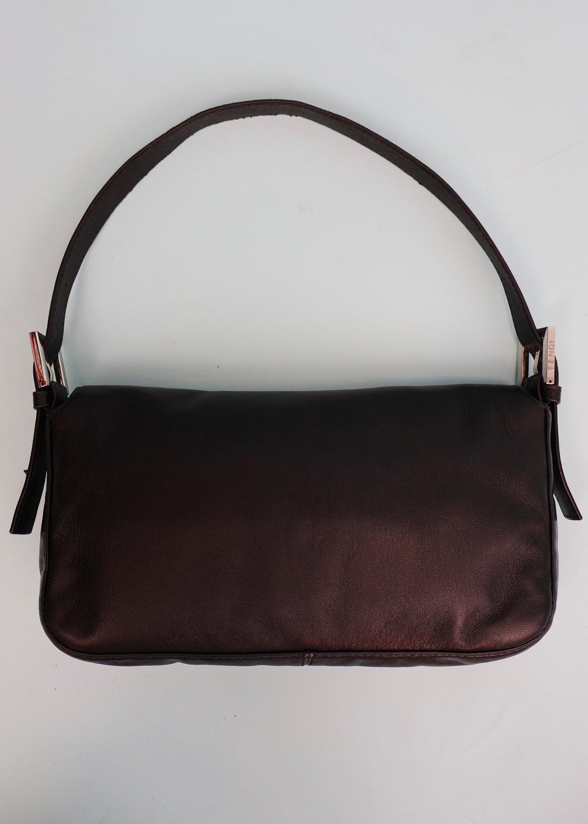 Fendi Black Leather Green Zucca Baguette Bag