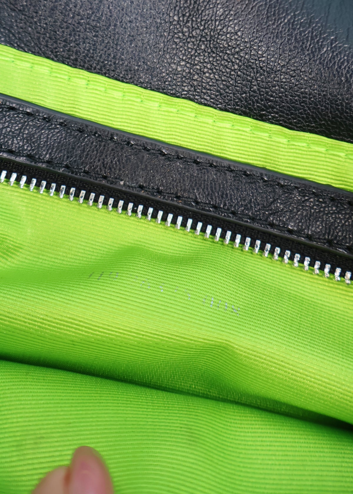 Fendi Black Leather Green Zucca Baguette Bag