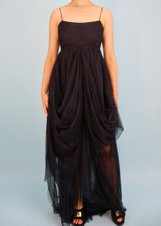 Dolce & Gabbana Spring 1994 Black Draped Tulle Gown