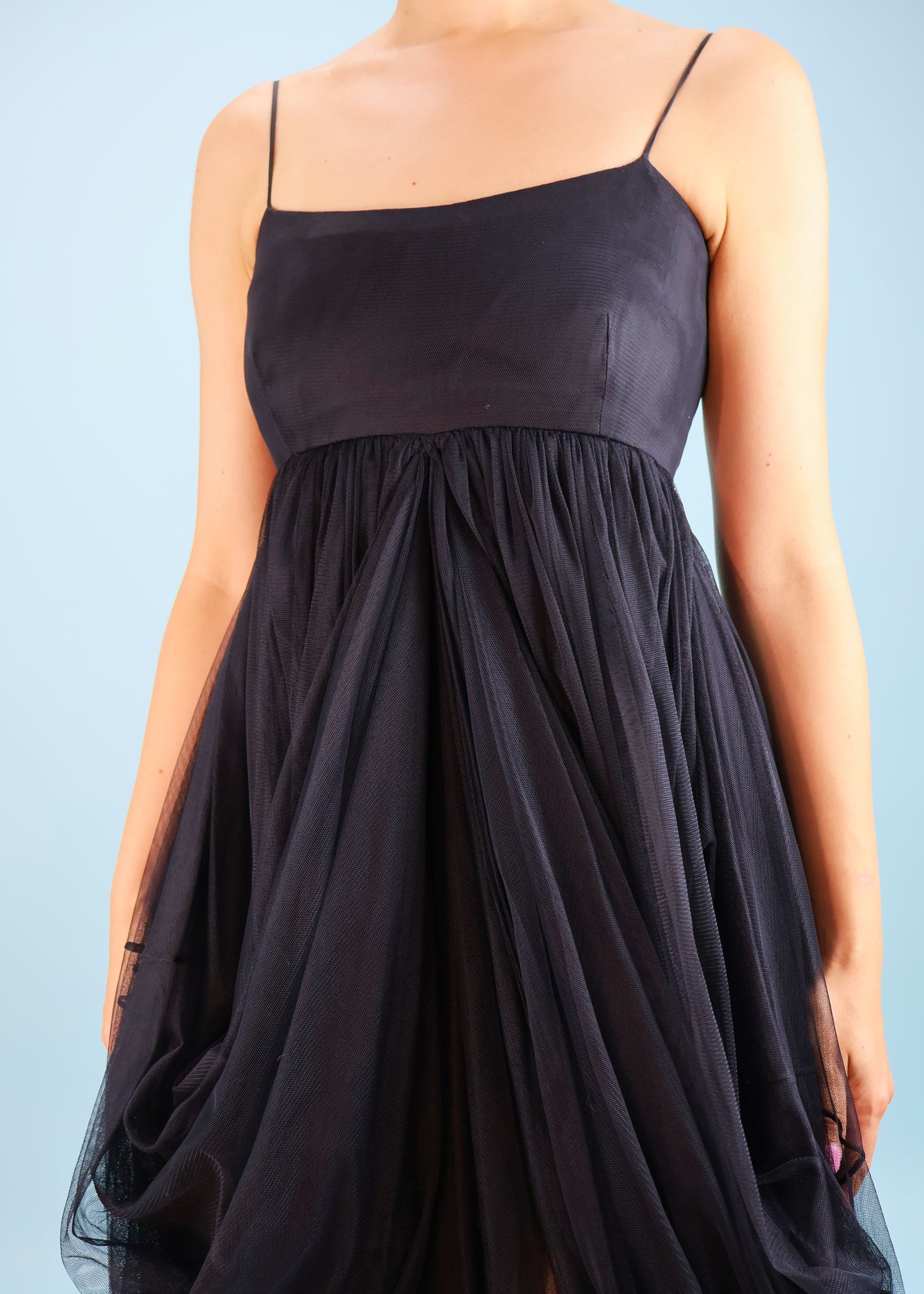Dolce & Gabbana Spring 1994 Black Draped Tulle Gown