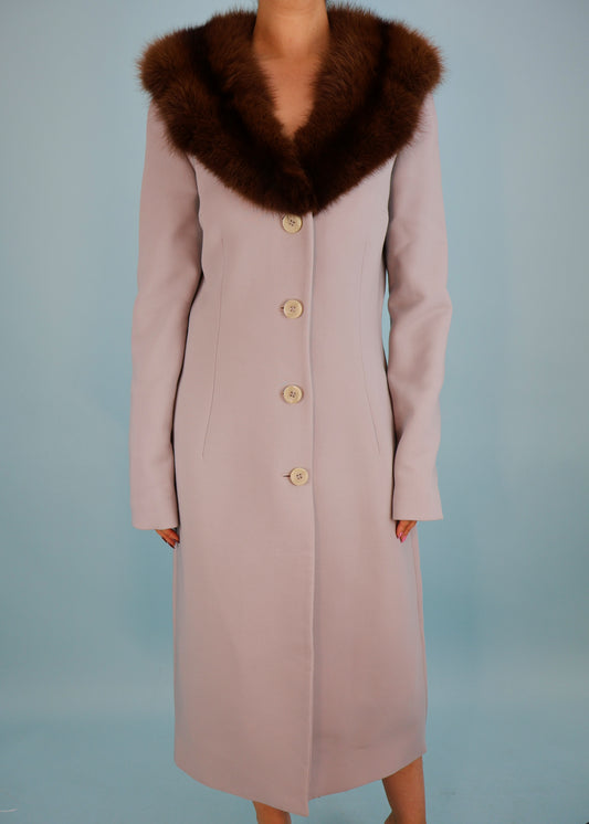 Dolce & Gabbana Fall 1997 Mink Collar Blue Coat