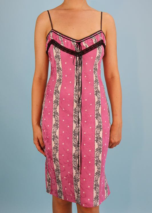 John Galliano Spring 2004 Pink Floral Silk Dress