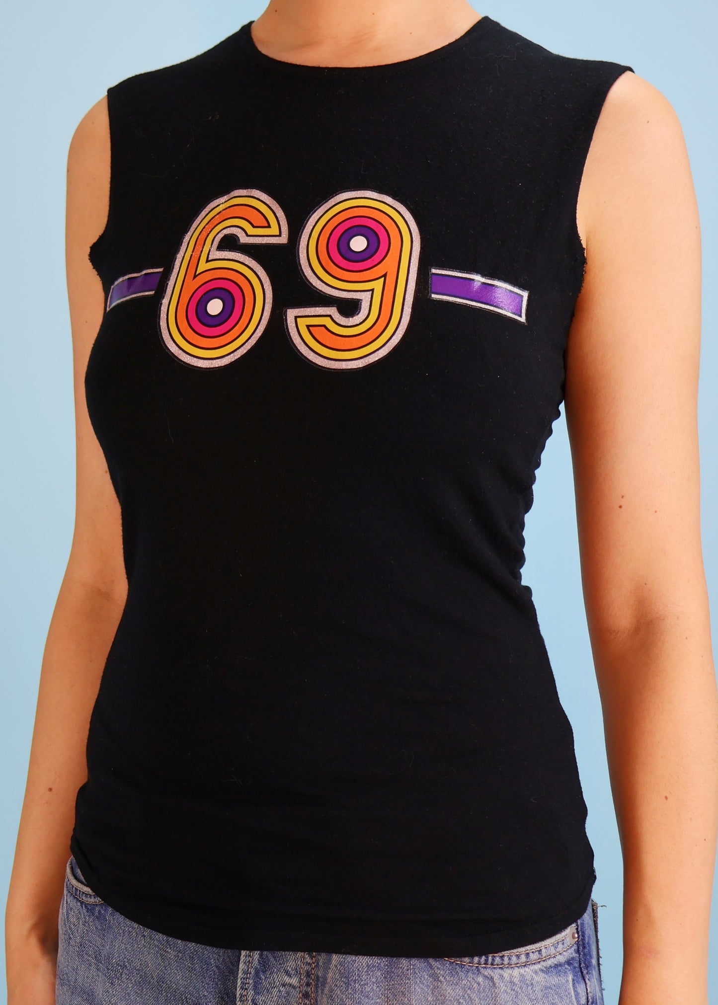 Chloé Fall 2000 69 Print Black Tank Top