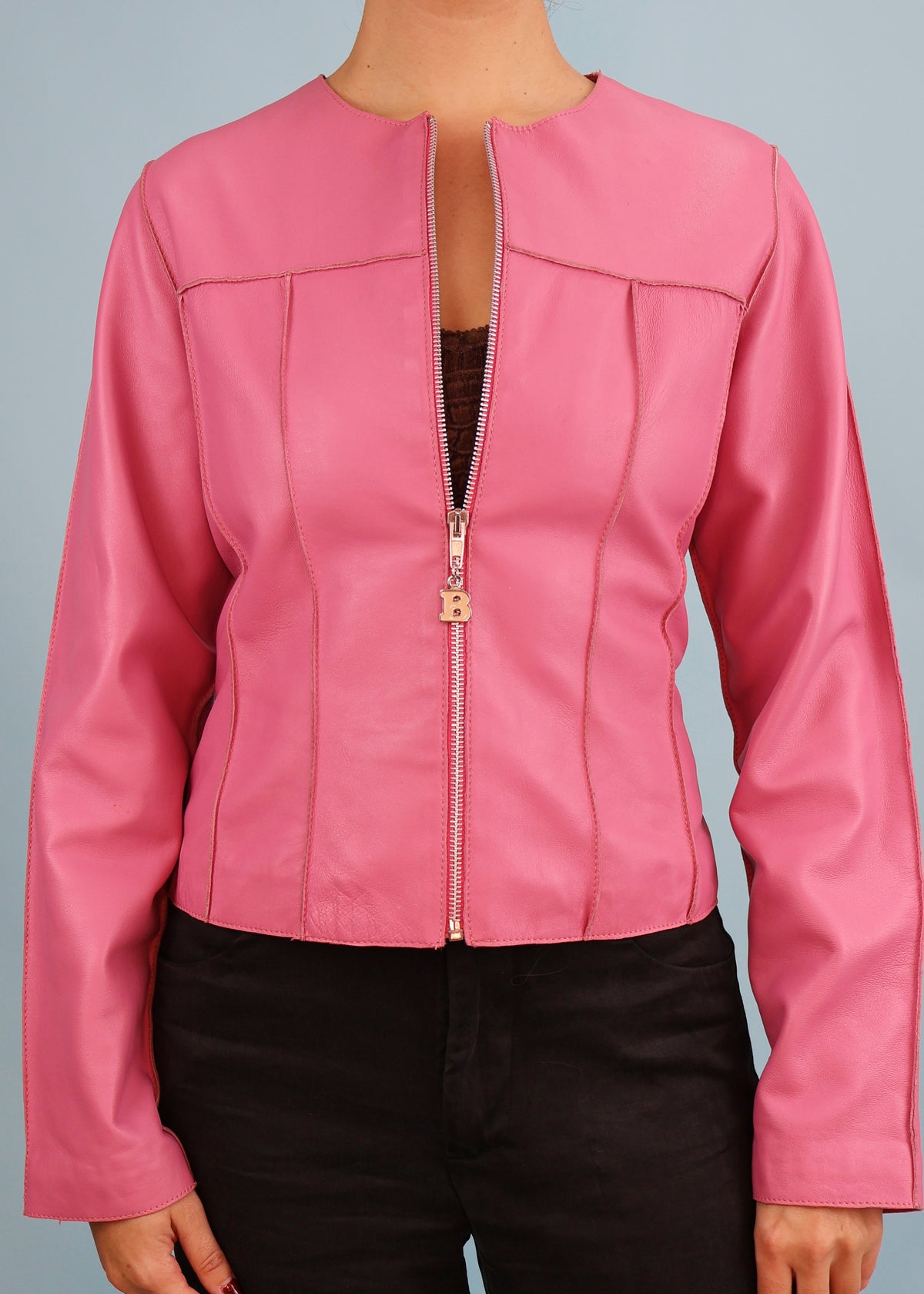 Blumarine Pink Leather Jacket