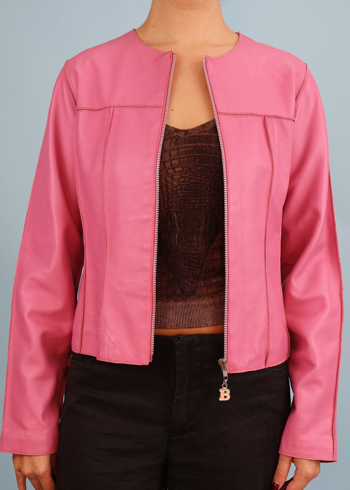 Blumarine Pink Leather Jacket
