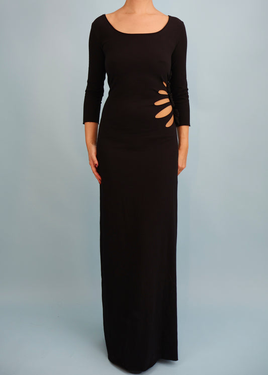 Jean Paul Gaultier Spring 2001 Black Cut Out Side Maxi Dress