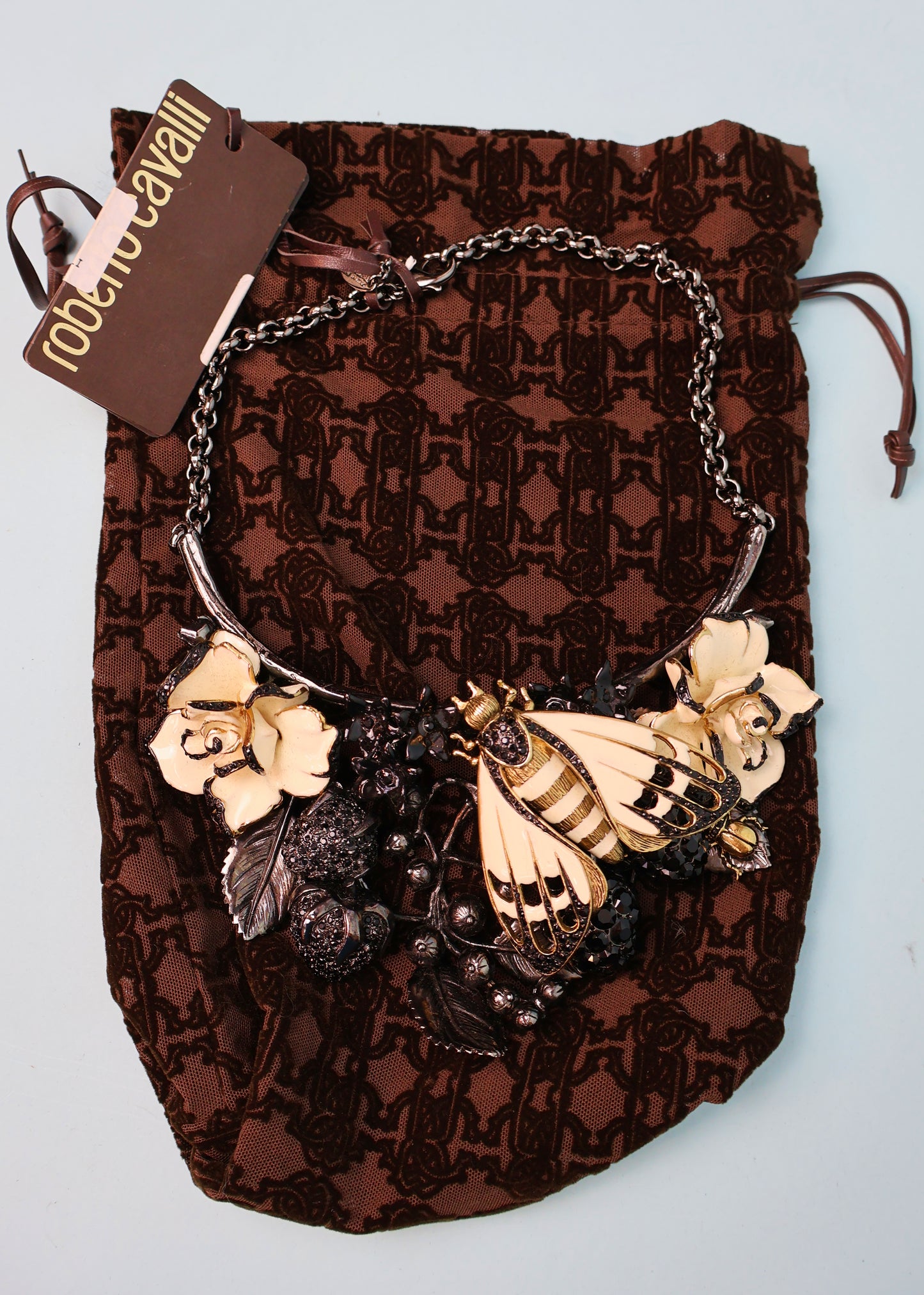 Roberto Cavalli Fall 2013 Runway Bee & Enamel Flower Necklace