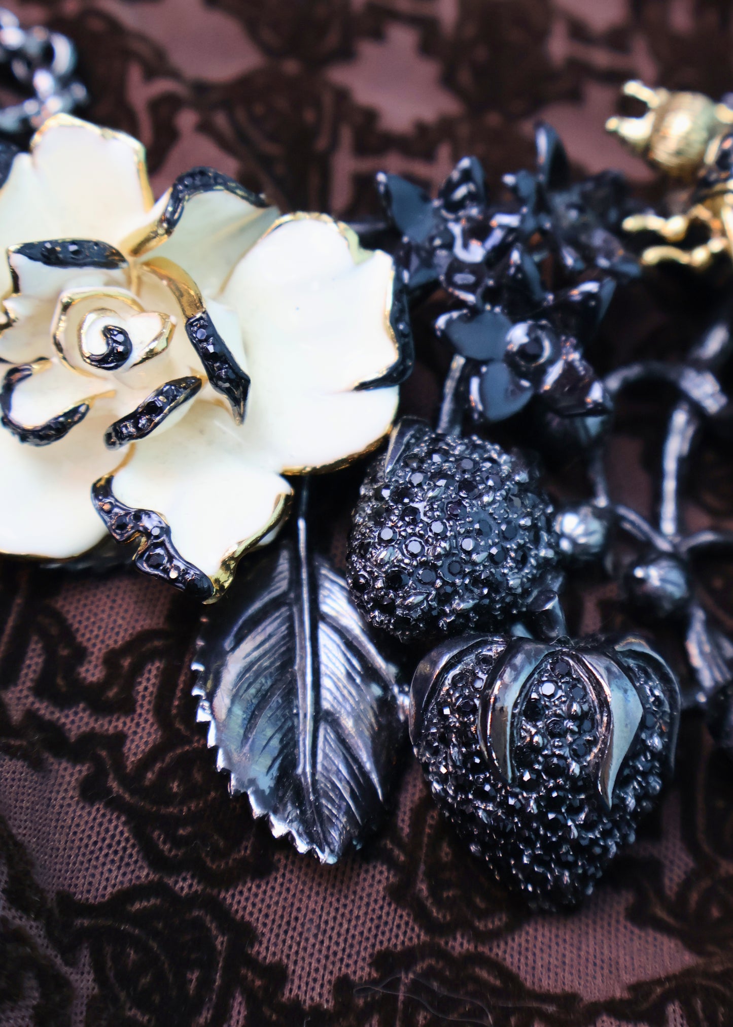 Roberto Cavalli Fall 2013 Runway Bee & Enamel Flower Necklace