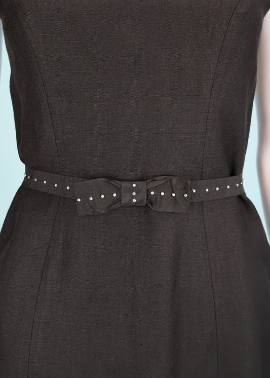 Chloé Fall 2004 Runway Black Rhinestone Bow Ribbon Belt