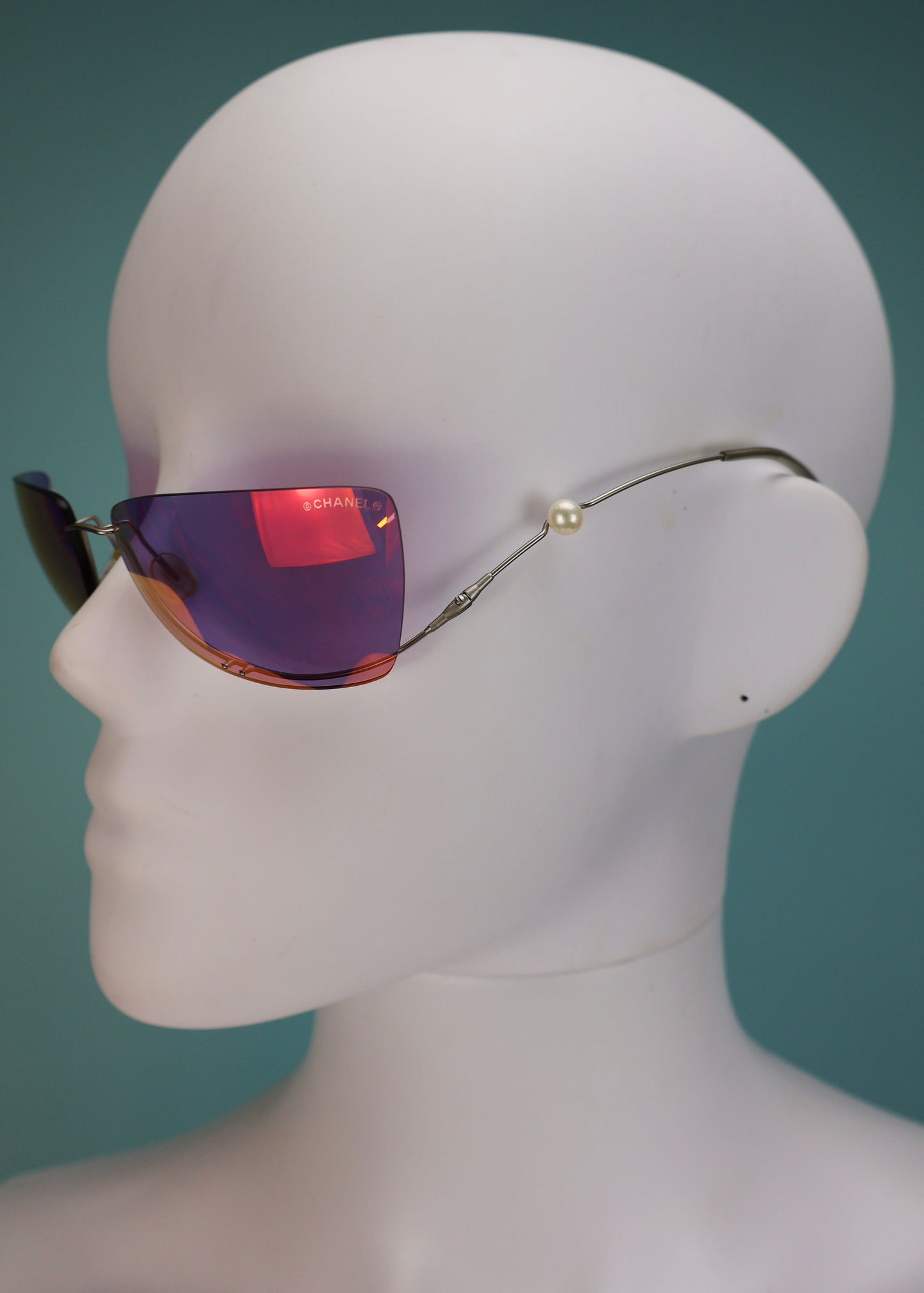 Chanel 2003 Unwire Frameless Pearl Detail Sunglasses