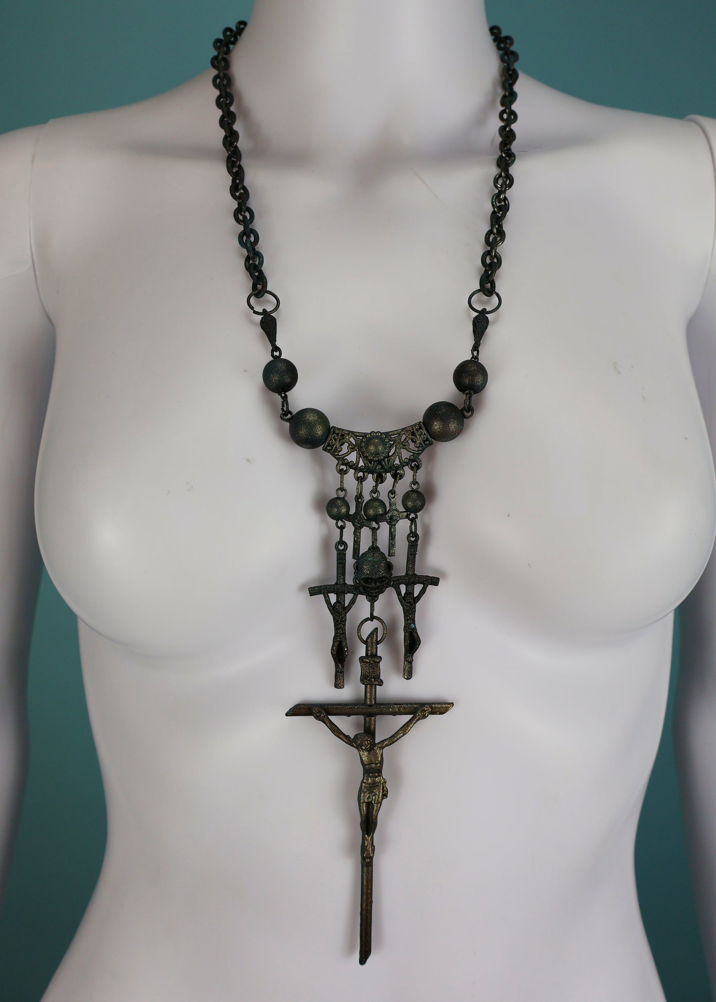 Jean Paul Gaultier 1990’s Crucifix & Skull Necklace