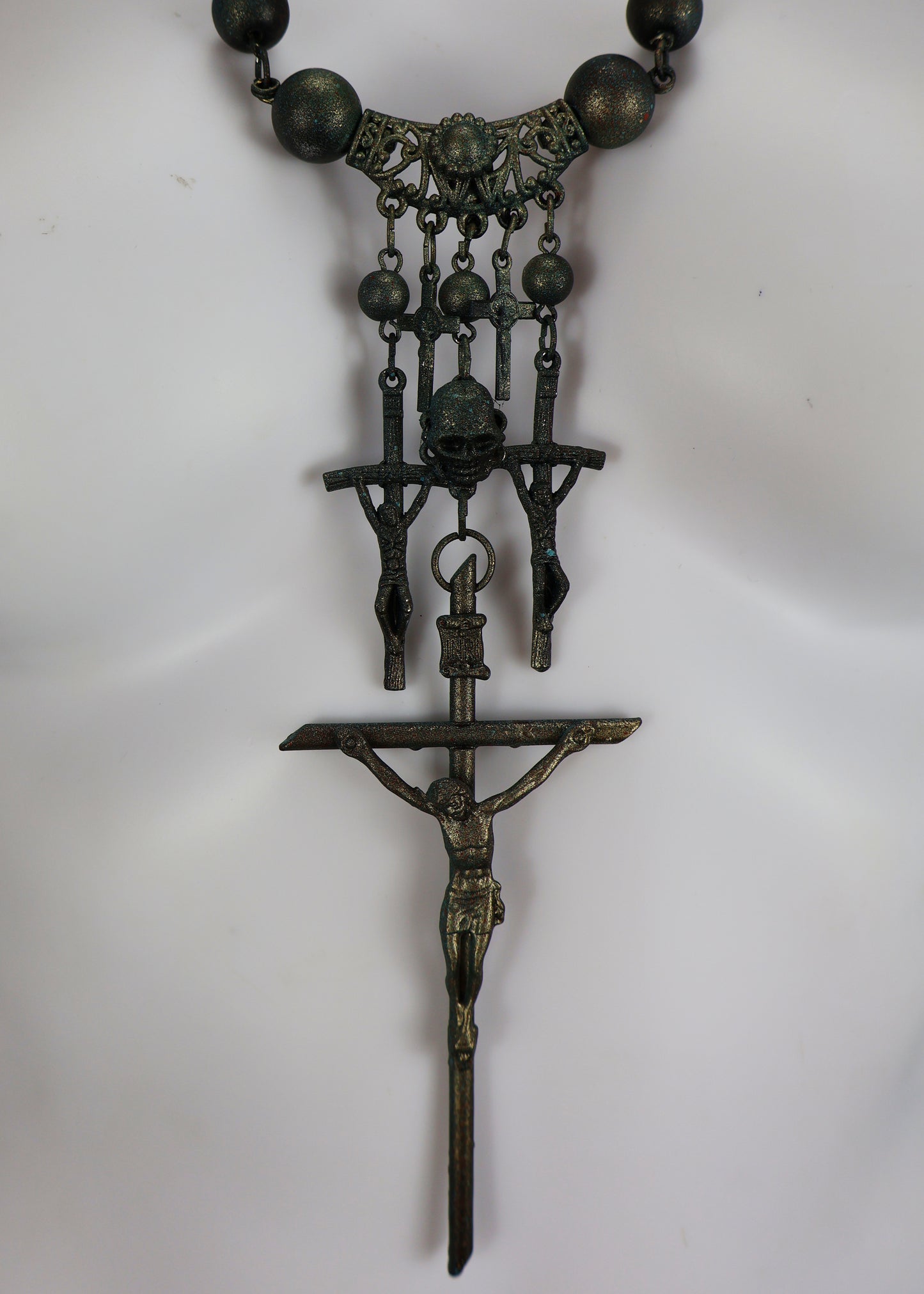Jean Paul Gaultier 1990’s Crucifix & Skull Necklace
