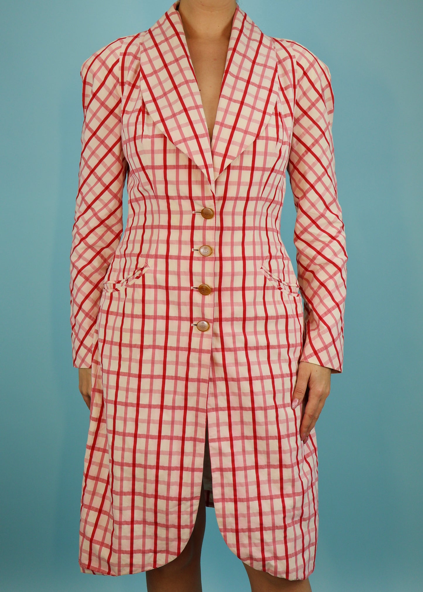 Vivienne Westwood Spring 1994 Pink Checked Button Down Dress