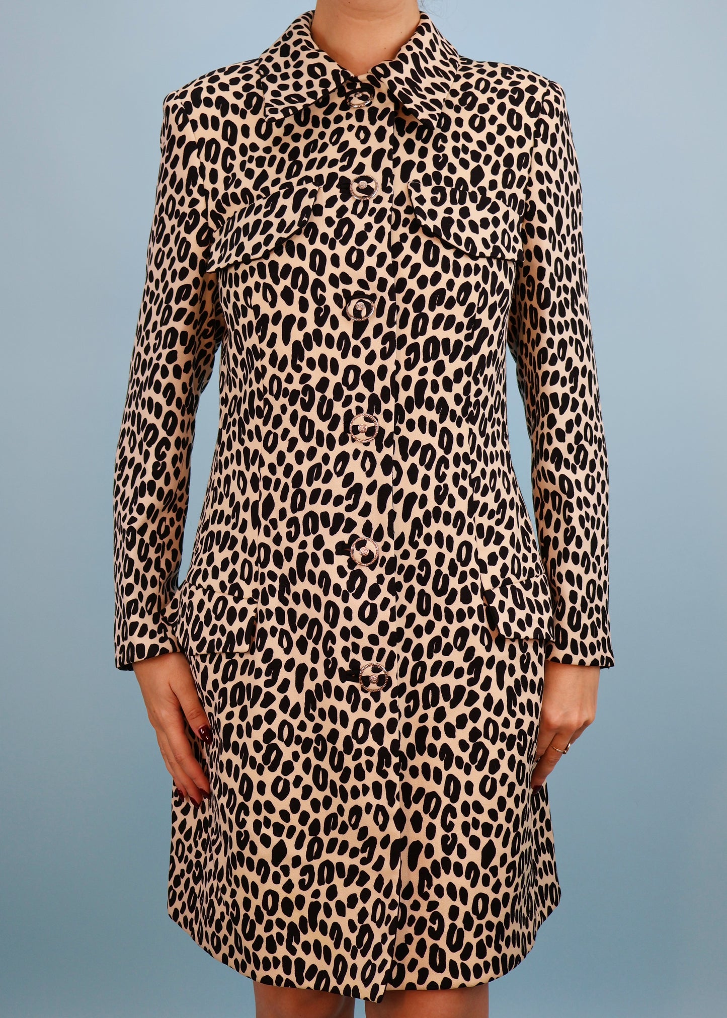 Versace Spring 1996 Black & White Leopard Print Jacket