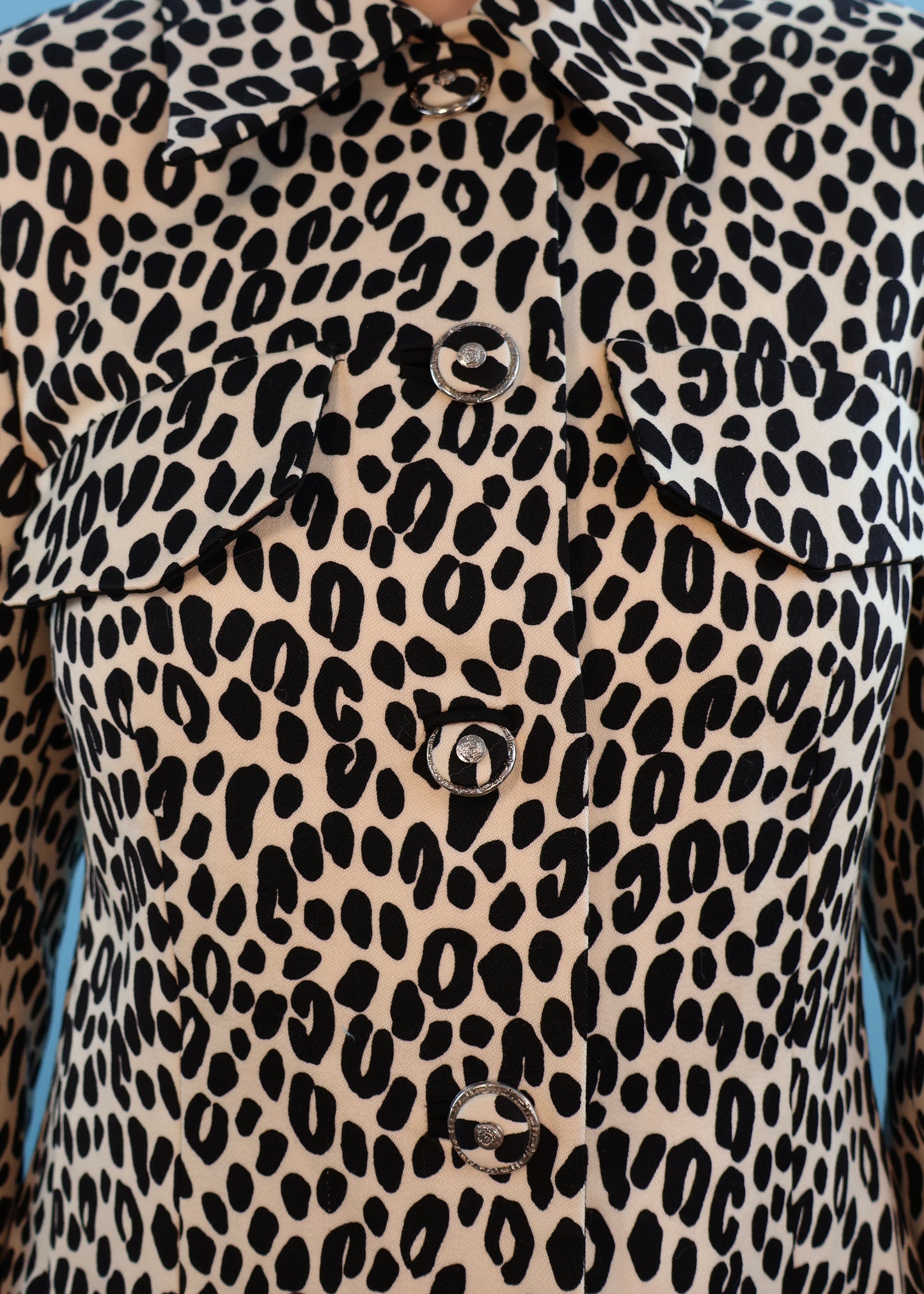 Versace Spring 1996 Black & White Leopard Print Jacket