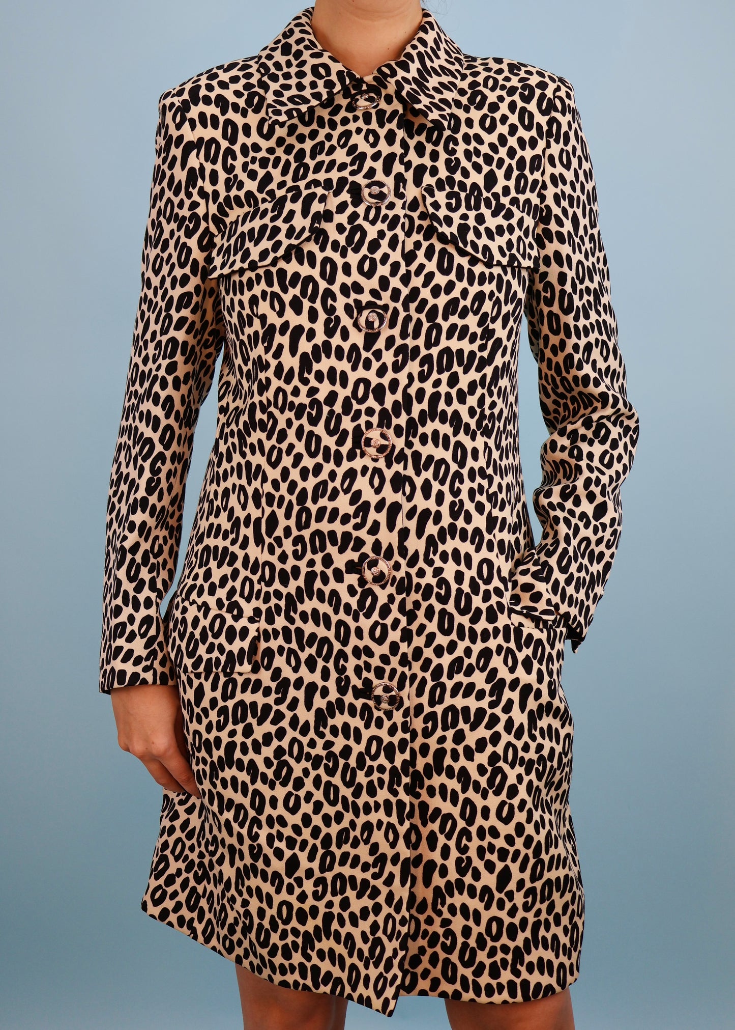 Versace Spring 1996 Black & White Leopard Print Jacket